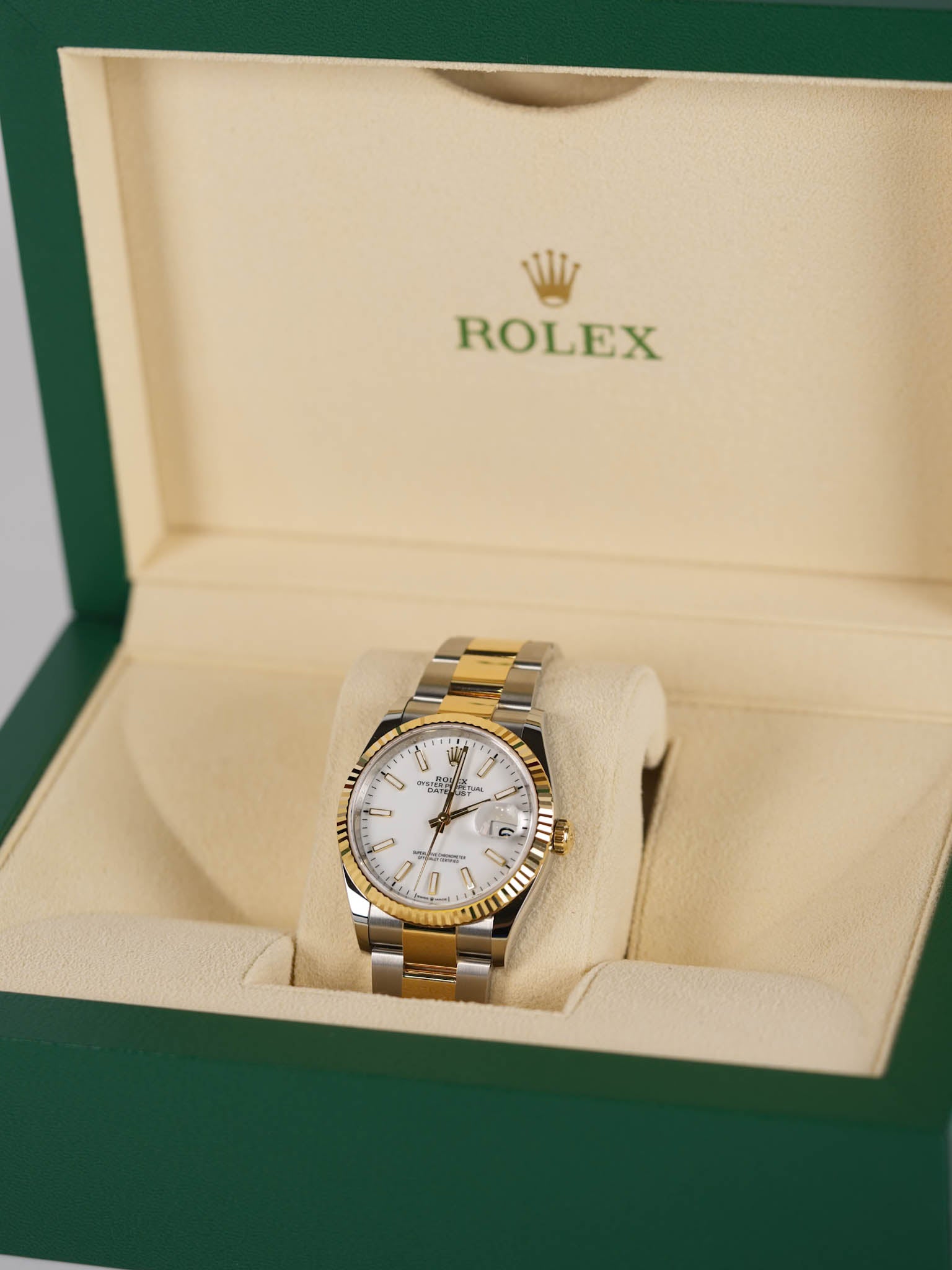 Datejust 36cm Two Tone White Dial Stainless Strap (Reference Number 126233) | Purse Maison Luxury Bags Shop