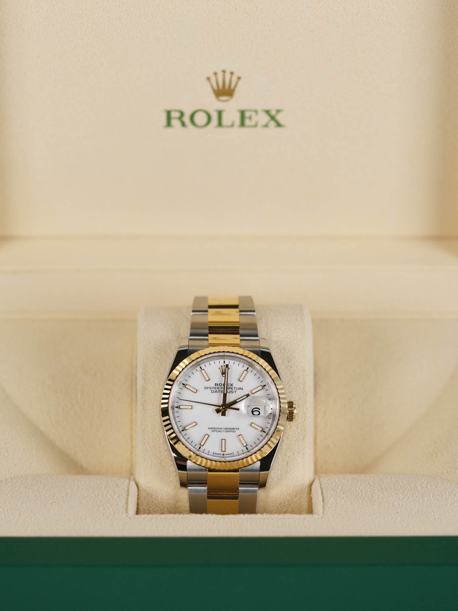 Datejust 36cm Two Tone White Dial Stainless Strap (Reference Number 126233) | Purse Maison Luxury Bags Shop