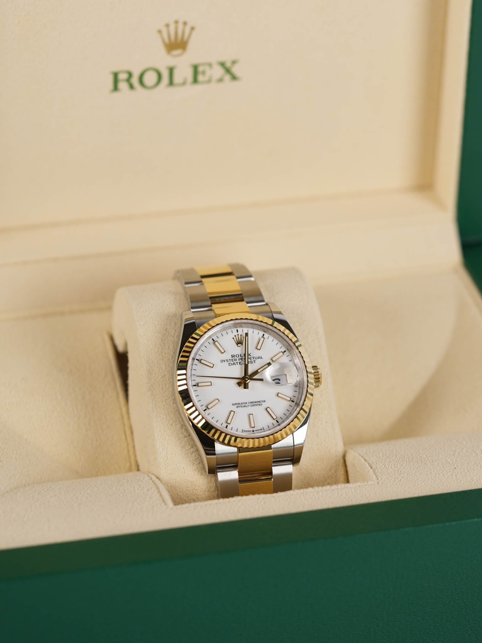 Datejust 36cm Two Tone White Dial Stainless Strap (Reference Number 126233) | Purse Maison Luxury Bags Shop