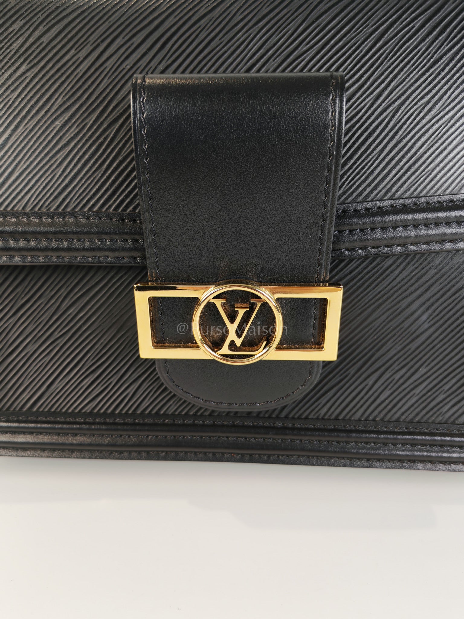 Dauphine MM in Black Epi Leather Shoulder Bag (Microchip) | Purse Maison Luxury Bags Shop