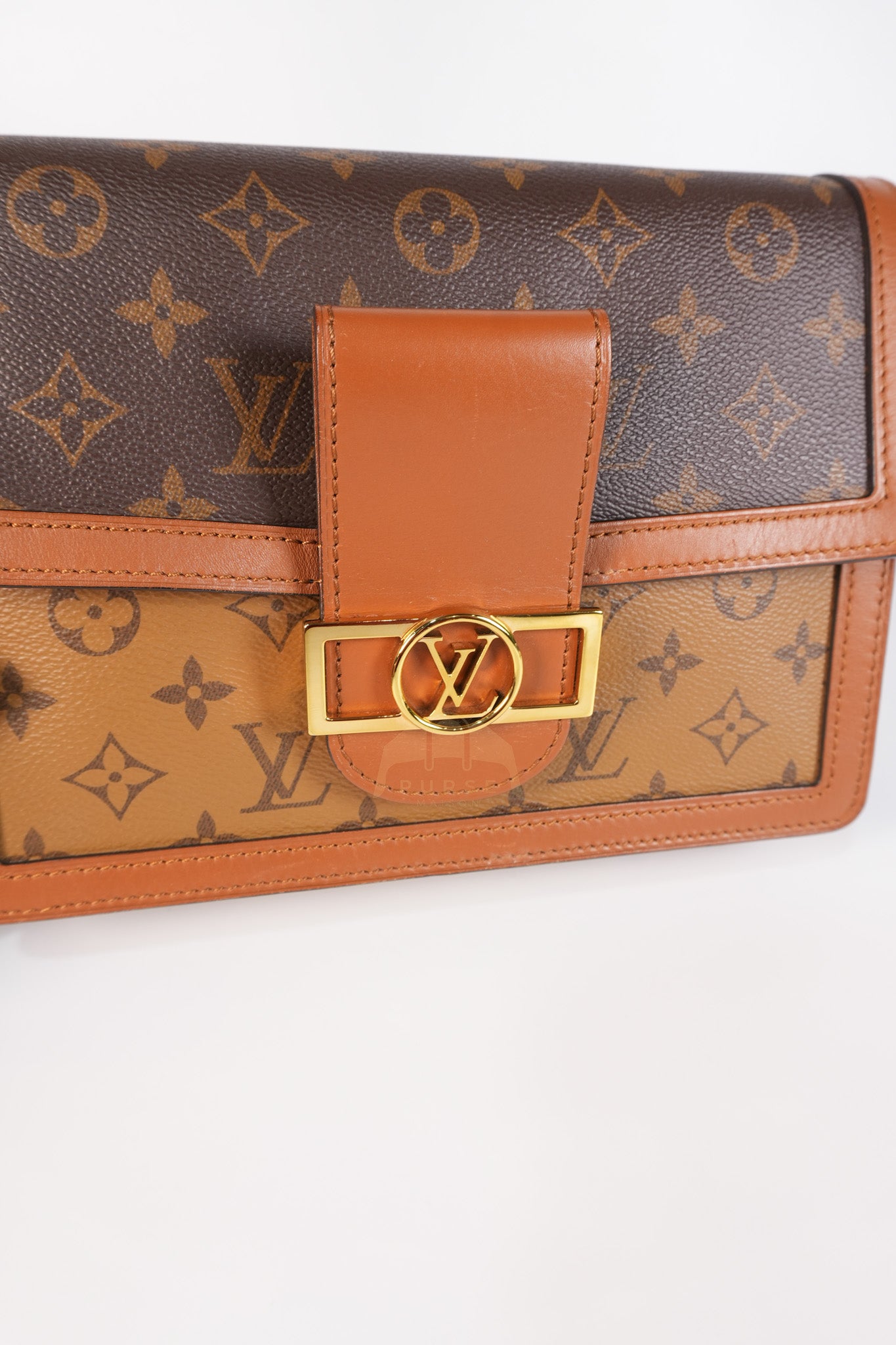 Dauphine MM Shoulder Bag in Reverse Monogram Canvas & Gold Hardware (Date Code: CA4109) | Purse Maison Luxury Bags Shop