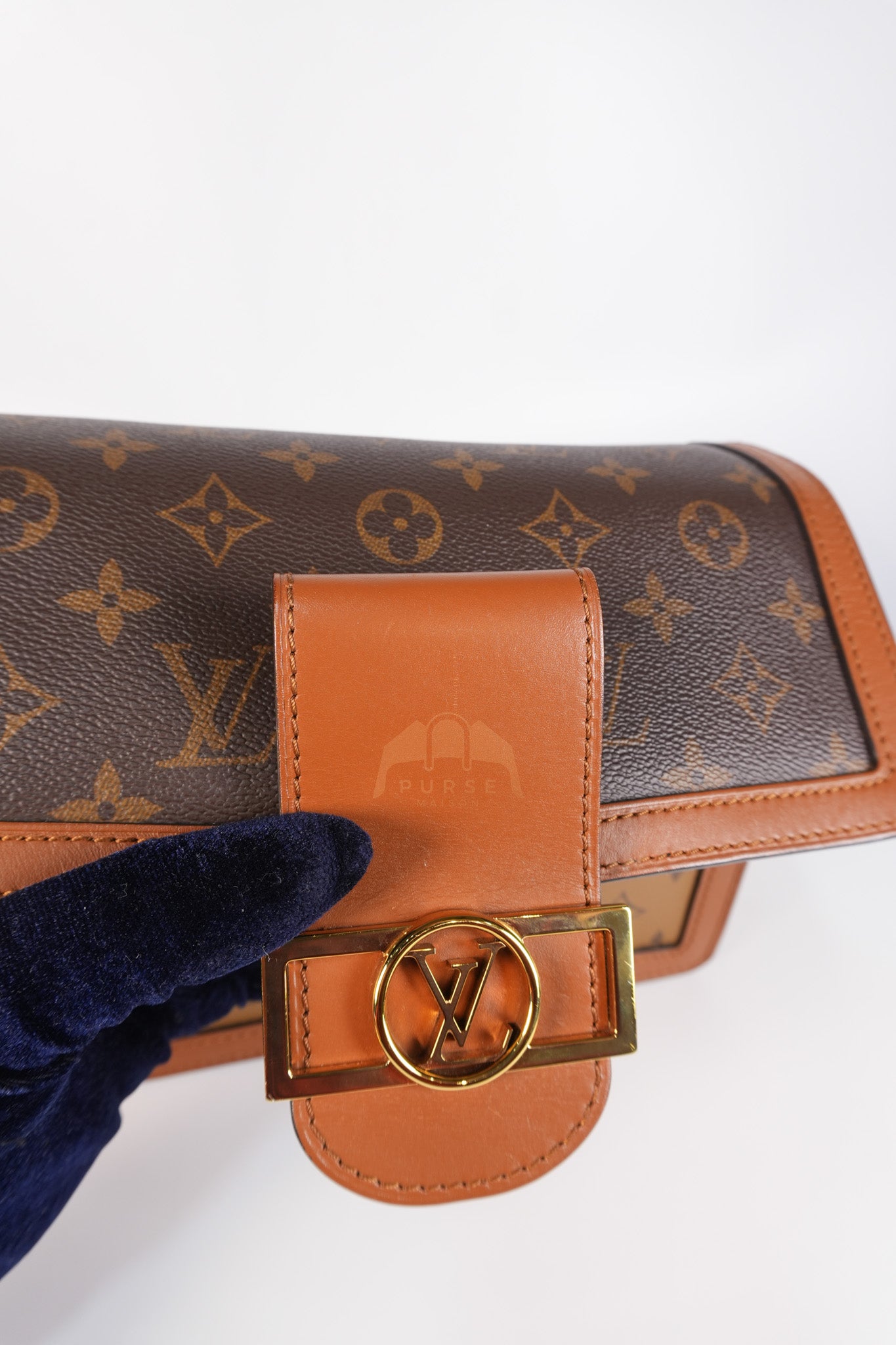 Dauphine MM Shoulder Bag in Reverse Monogram Canvas & Gold Hardware (Date Code: CA4109) | Purse Maison Luxury Bags Shop