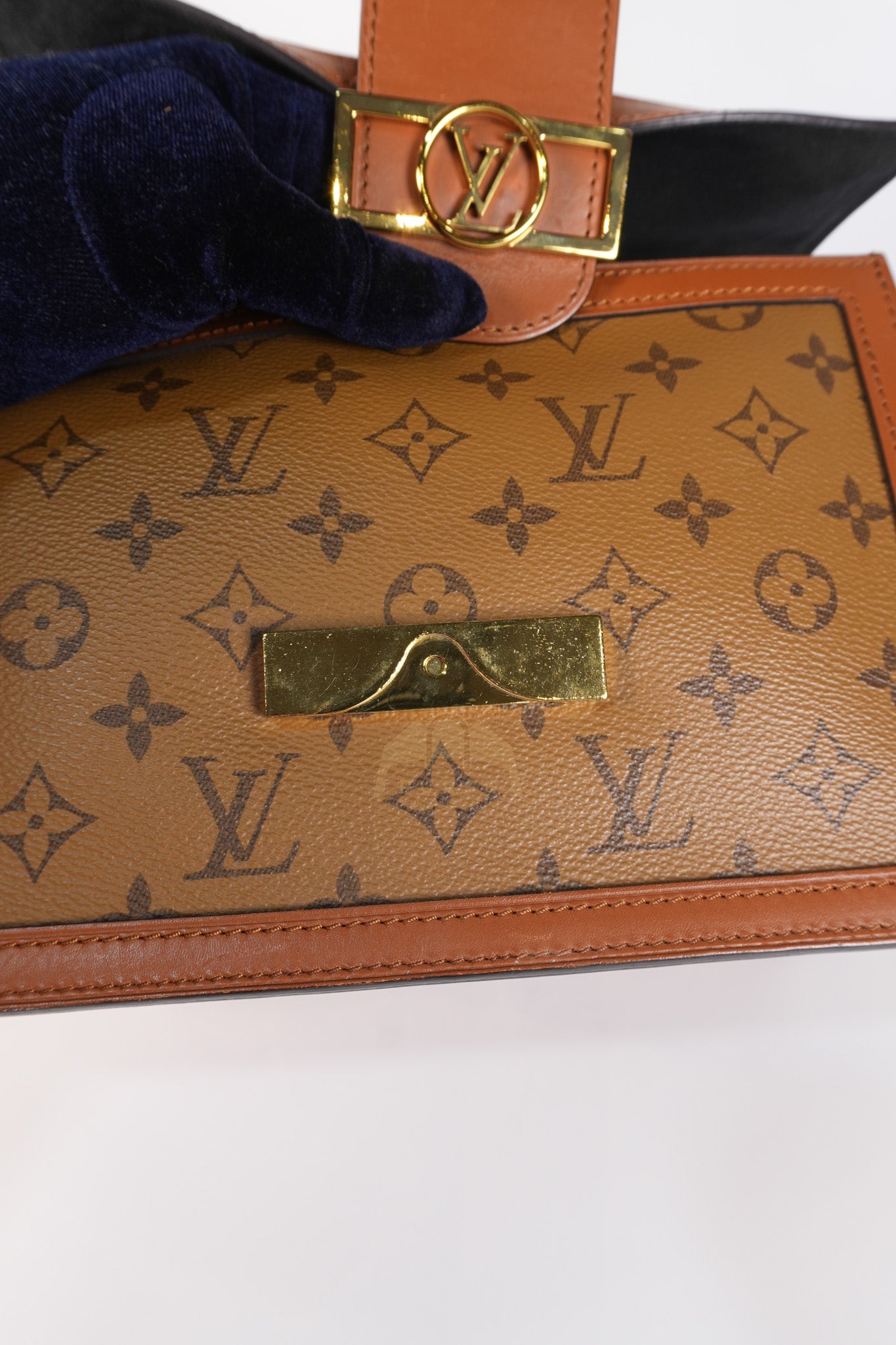 Dauphine MM Shoulder Bag in Reverse Monogram Canvas & Gold Hardware (Date Code: CA4109) | Purse Maison Luxury Bags Shop