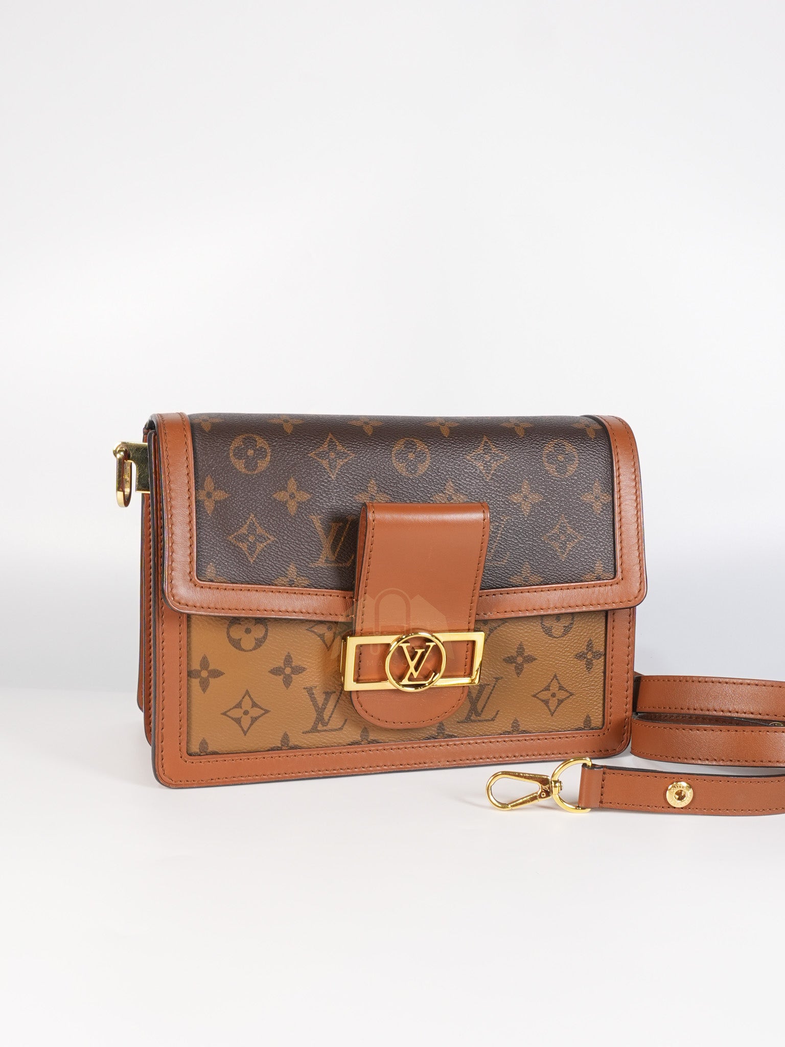 Dauphine MM Shoulder Bag in Reverse Monogram Canvas & Gold Hardware (Date Code: CA4109) | Purse Maison Luxury Bags Shop