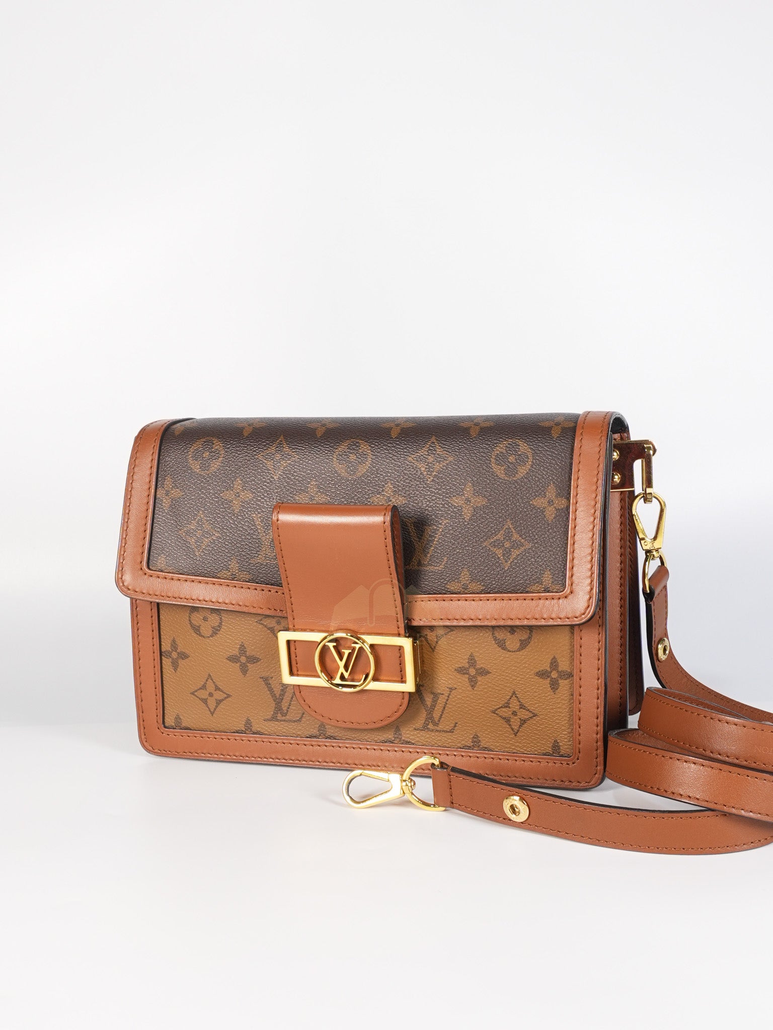 Dauphine MM Shoulder Bag in Reverse Monogram Canvas & Gold Hardware (Date Code: CA4109) | Purse Maison Luxury Bags Shop