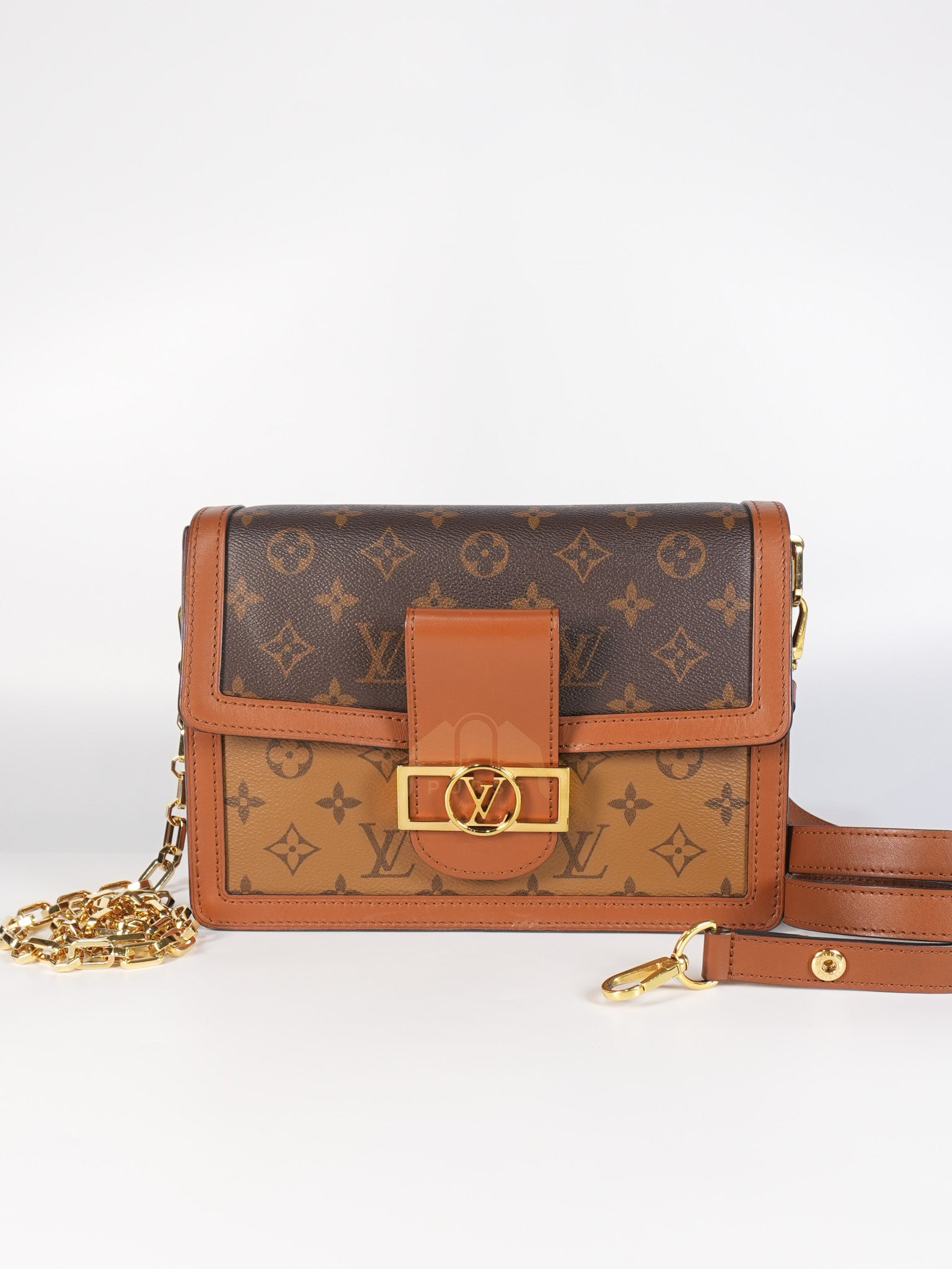 Dauphine MM Shoulder Bag in Reverse Monogram Canvas & Gold Hardware (Date Code: CA4109) | Purse Maison Luxury Bags Shop