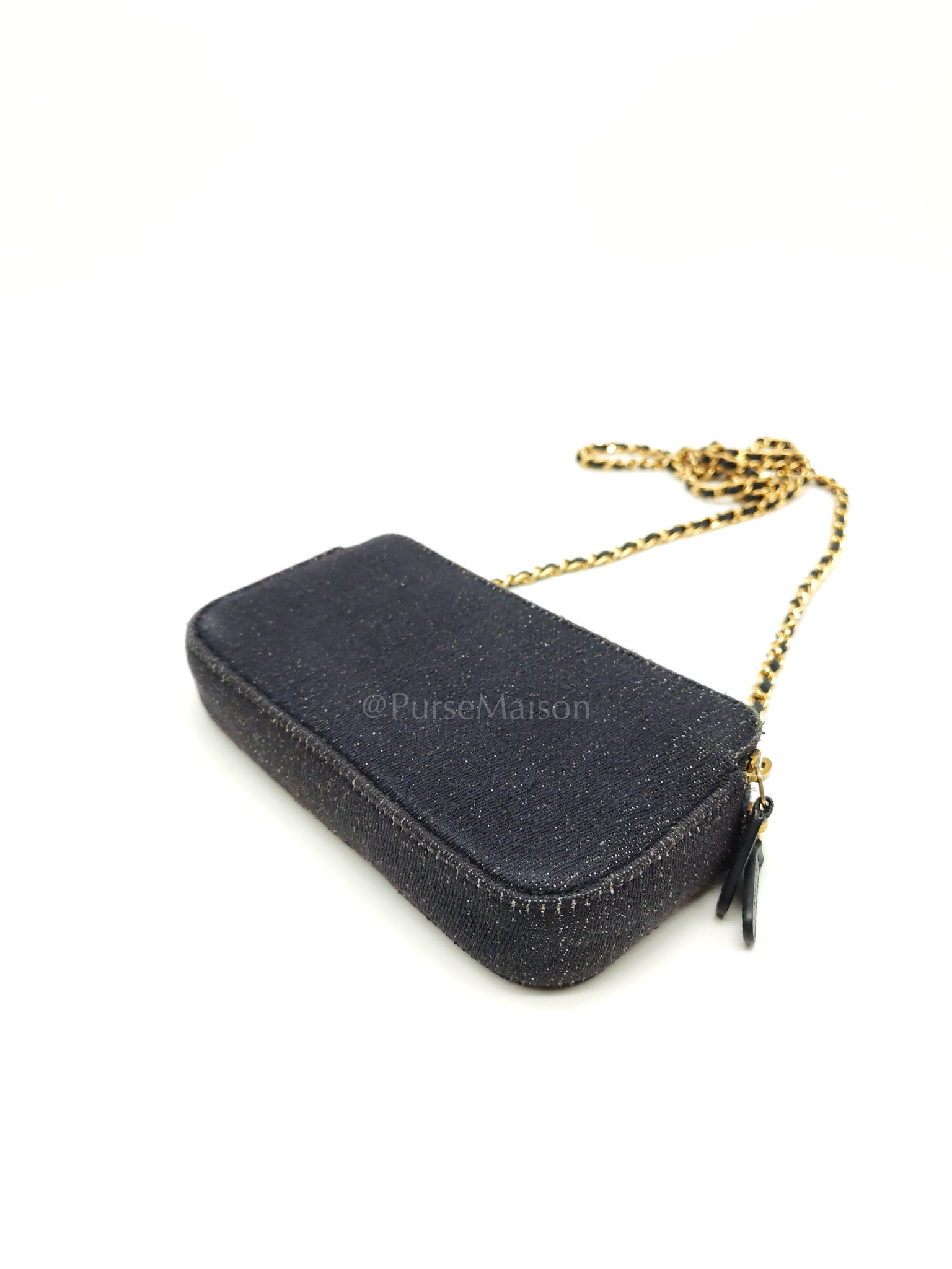 Deauville Denim Double Zip Clutch Chain Bag Series 28 | Purse Maison Luxury Bags Shop