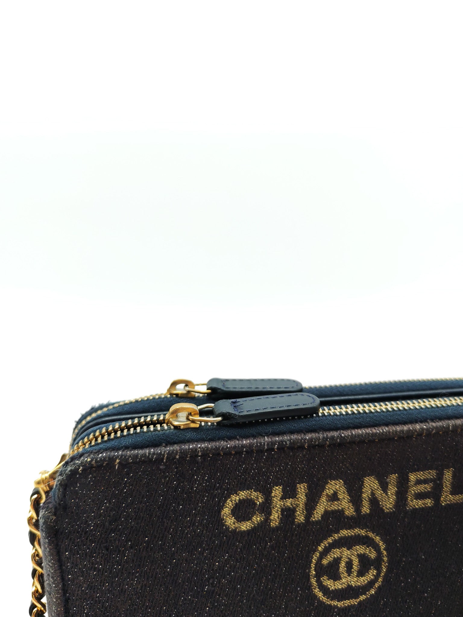 Deauville Denim Double Zip Clutch Chain Bag Series 28 | Purse Maison Luxury Bags Shop