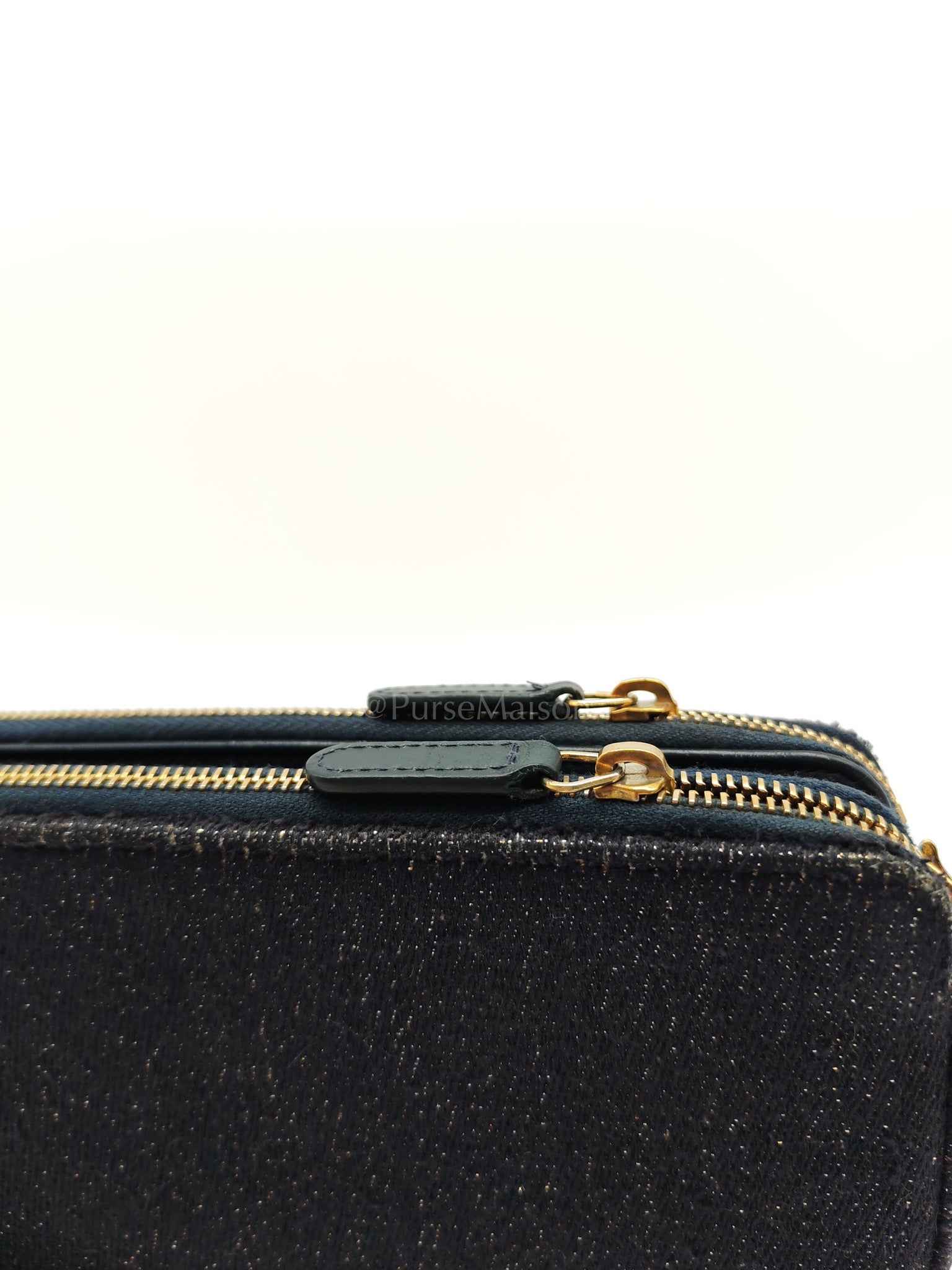Deauville Denim Double Zip Clutch Chain Bag Series 28 | Purse Maison Luxury Bags Shop