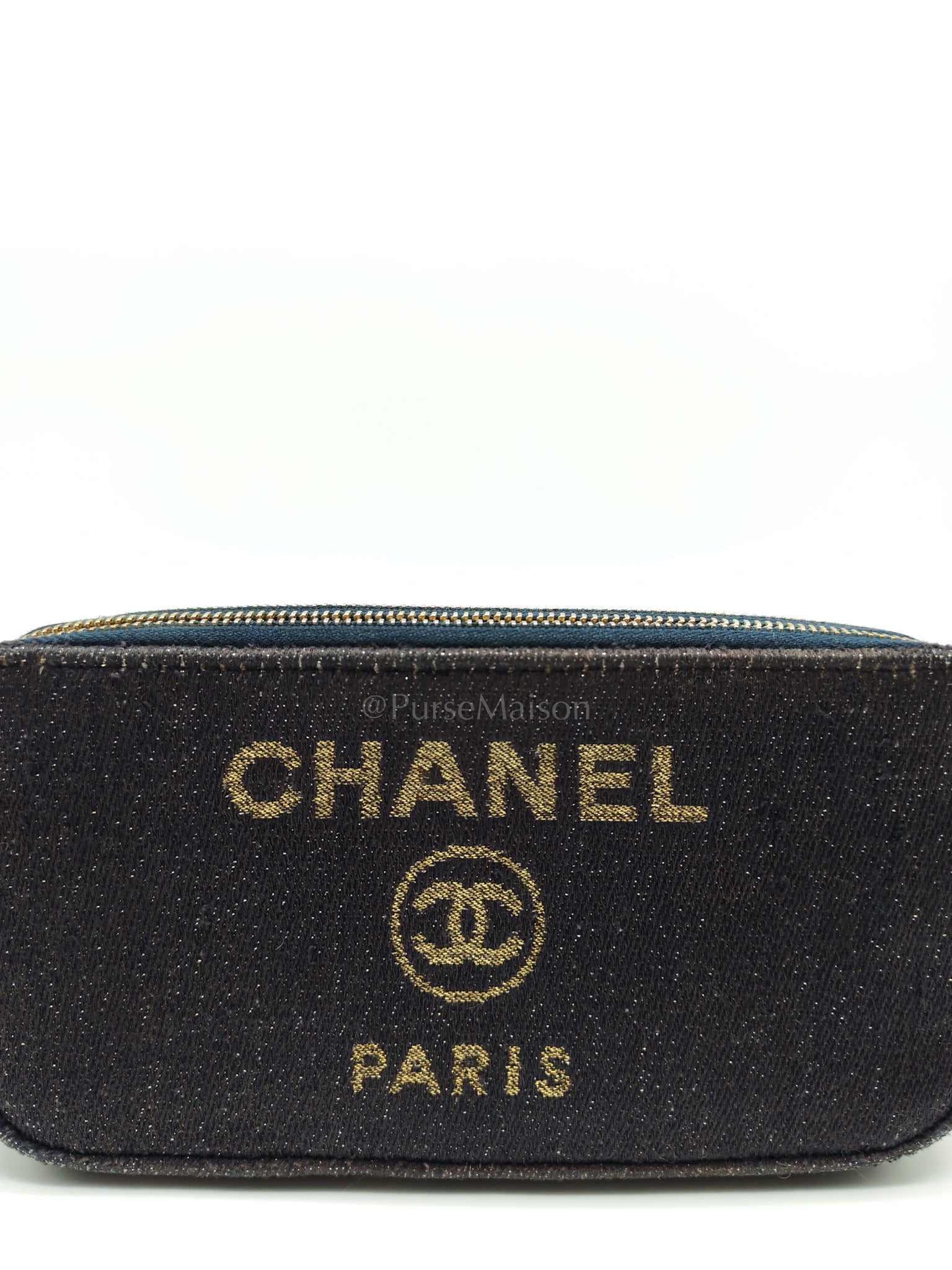 Deauville Denim Double Zip Clutch Chain Bag Series 28 | Purse Maison Luxury Bags Shop