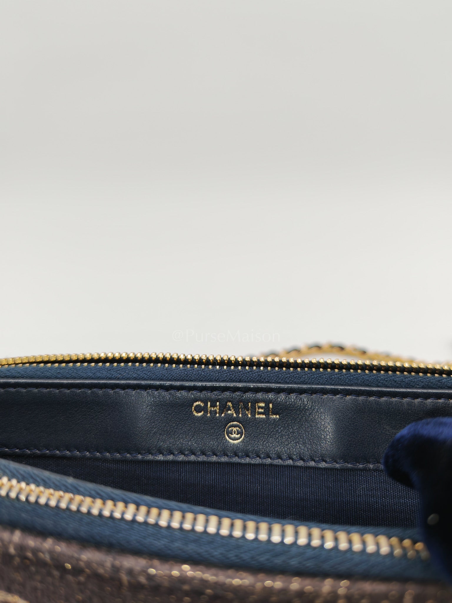 Deauville Denim Double Zip Clutch Chain Bag Series 28 | Purse Maison Luxury Bags Shop