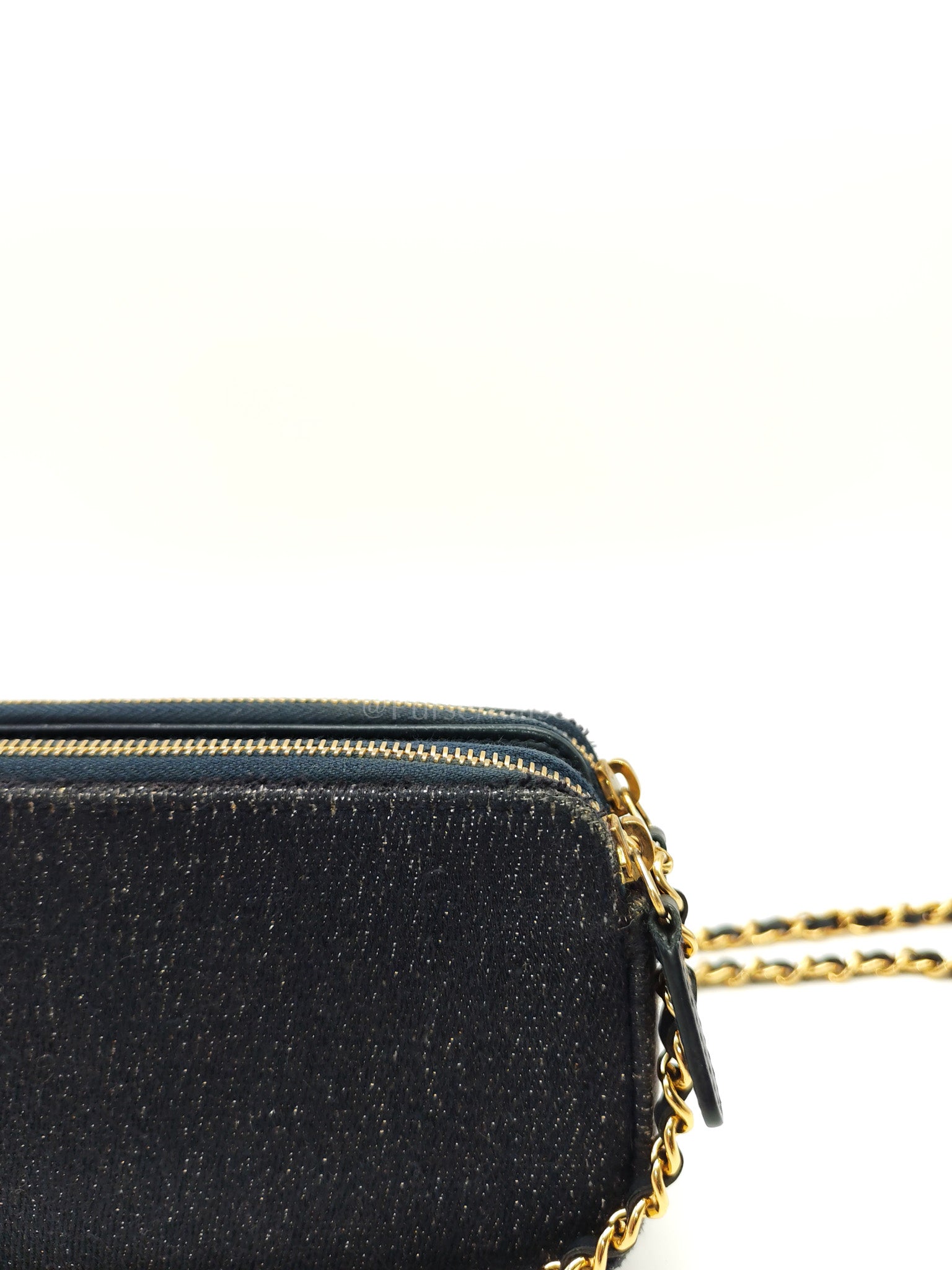Deauville Denim Double Zip Clutch Chain Bag Series 28 | Purse Maison Luxury Bags Shop