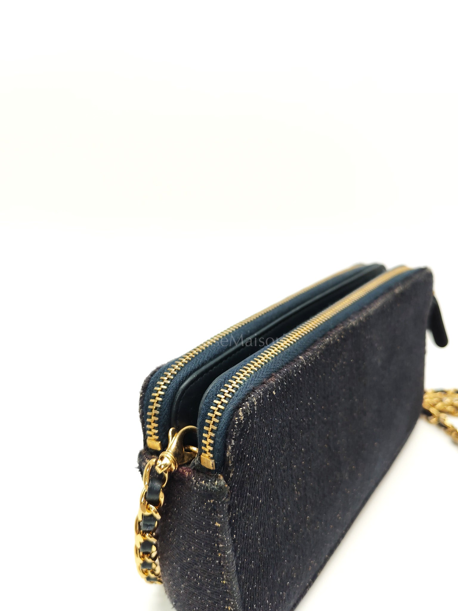 Deauville Denim Double Zip Clutch Chain Bag Series 28 | Purse Maison Luxury Bags Shop