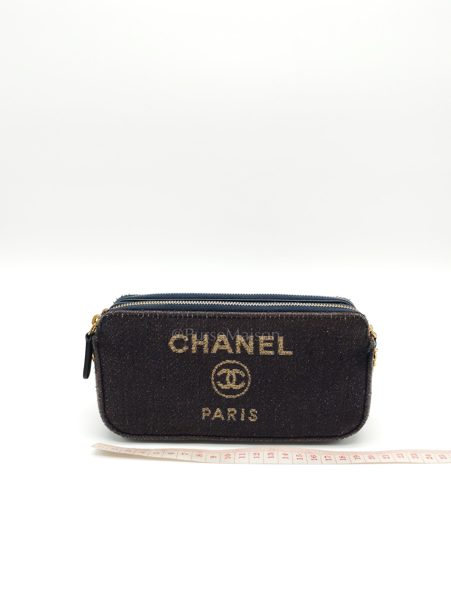 Deauville Denim Double Zip Clutch Chain Bag Series 28 | Purse Maison Luxury Bags Shop