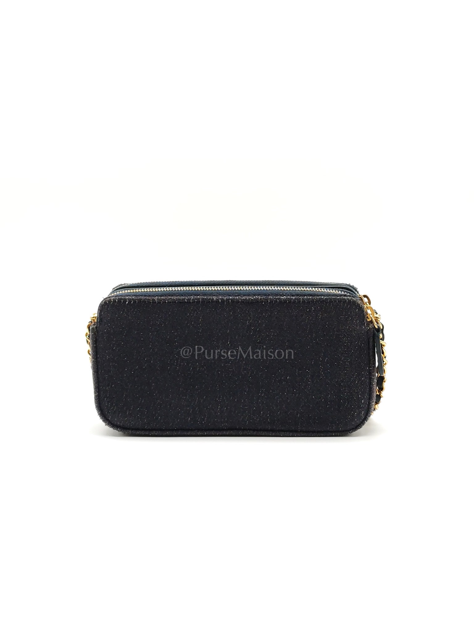 Deauville Denim Double Zip Clutch Chain Bag Series 28 | Purse Maison Luxury Bags Shop