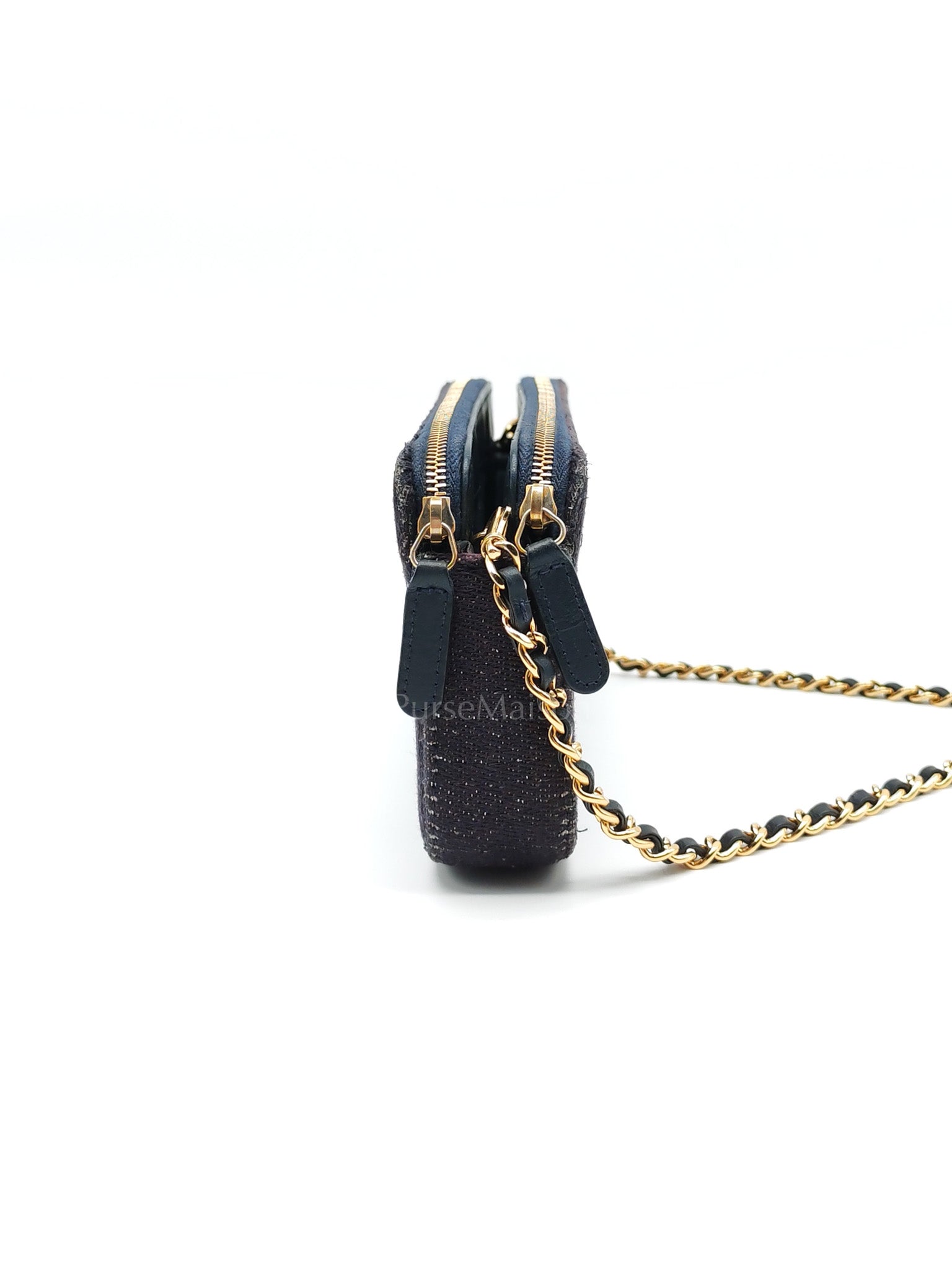 Deauville Denim Double Zip Clutch Chain Bag Series 28 | Purse Maison Luxury Bags Shop