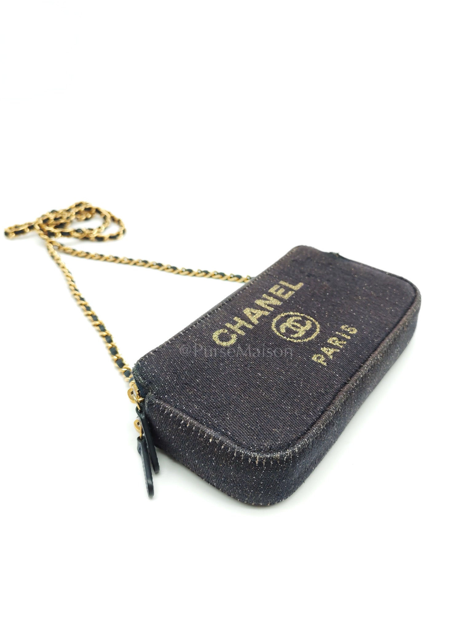 Deauville Denim Double Zip Clutch Chain Bag Series 28 | Purse Maison Luxury Bags Shop