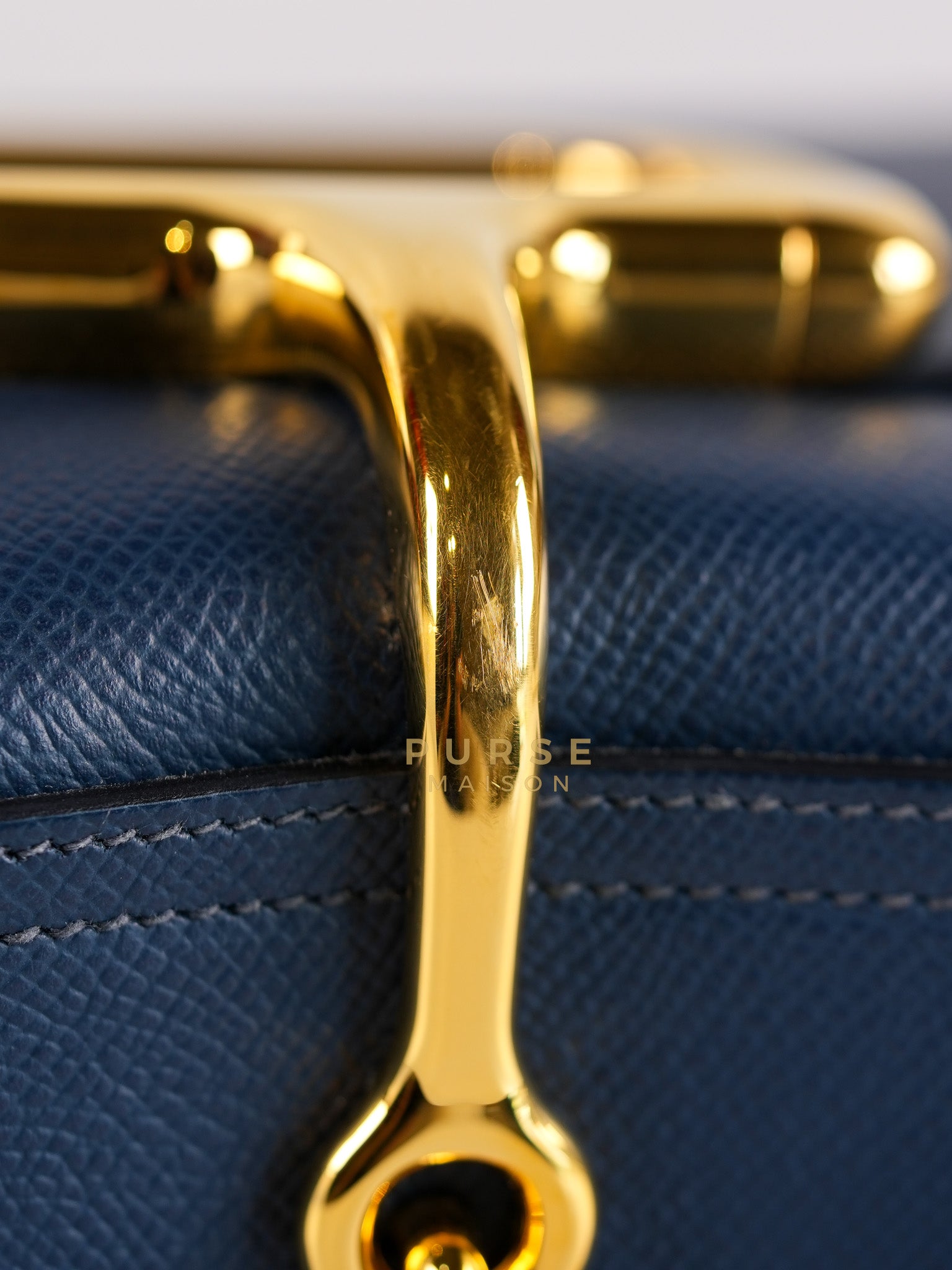 Della Cavalleria in Blue Epsom Leather & Gold Hardware Stamp B(2023) | Purse Maison Luxury Bags Shop