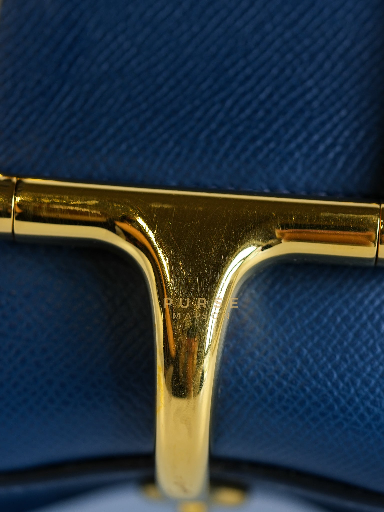 Della Cavalleria in Blue Epsom Leather & Gold Hardware Stamp B(2023) | Purse Maison Luxury Bags Shop