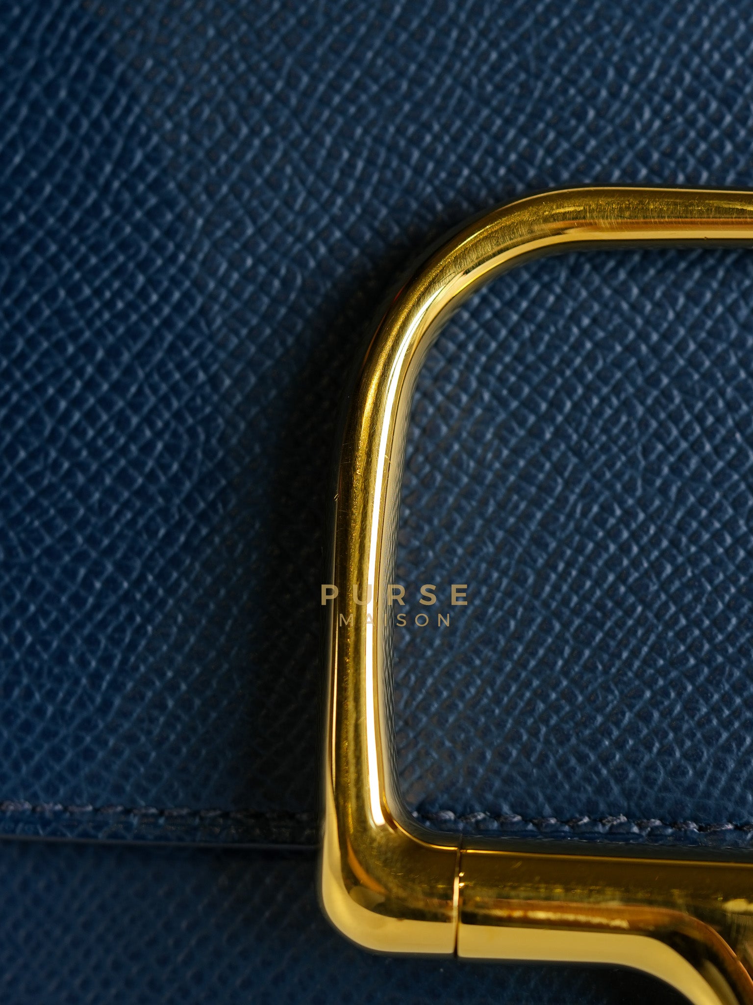 Della Cavalleria in Blue Epsom Leather & Gold Hardware Stamp B(2023) | Purse Maison Luxury Bags Shop