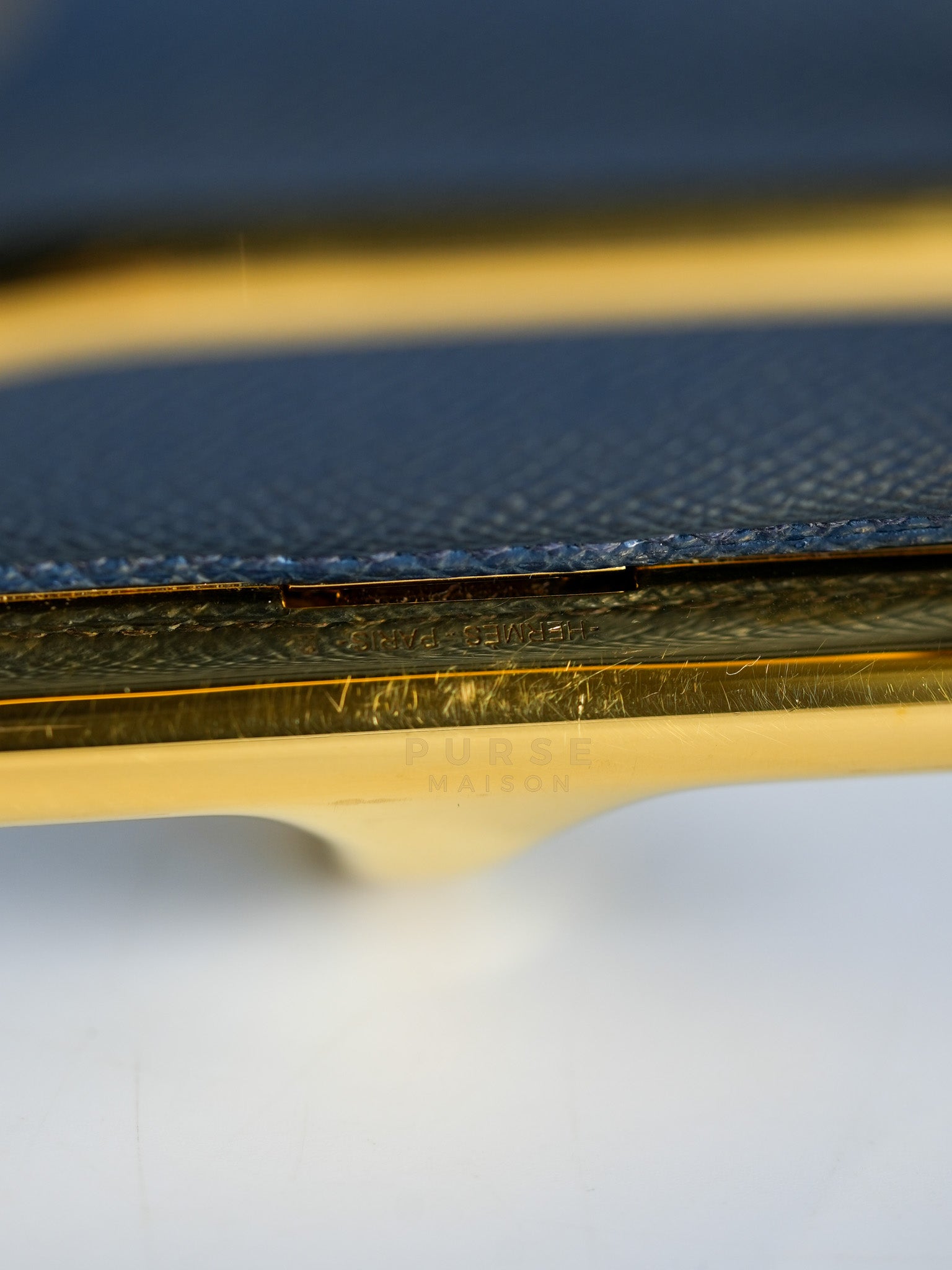 Della Cavalleria in Blue Epsom Leather & Gold Hardware Stamp B(2023) | Purse Maison Luxury Bags Shop