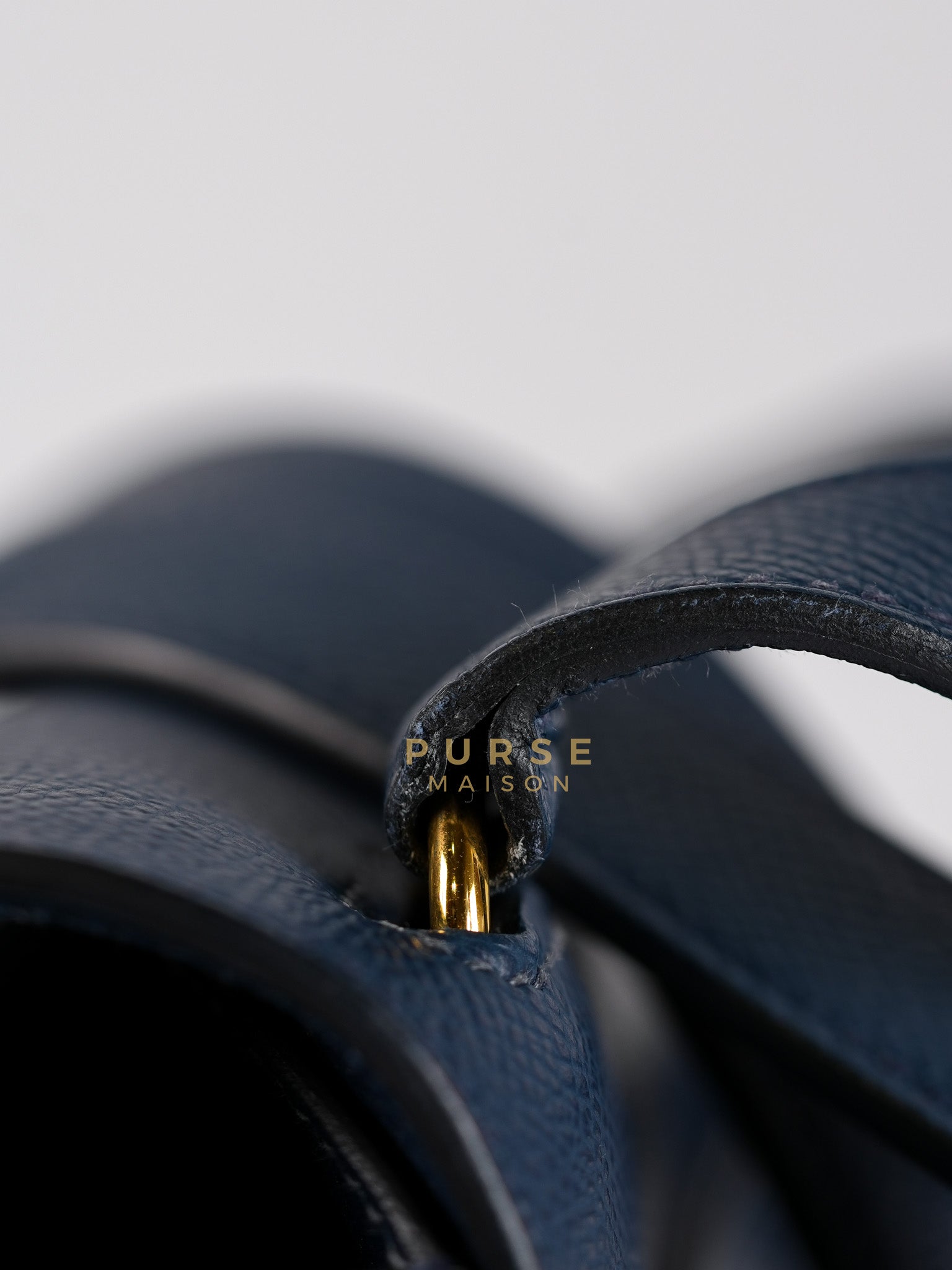 Della Cavalleria in Blue Epsom Leather & Gold Hardware Stamp B(2023) | Purse Maison Luxury Bags Shop