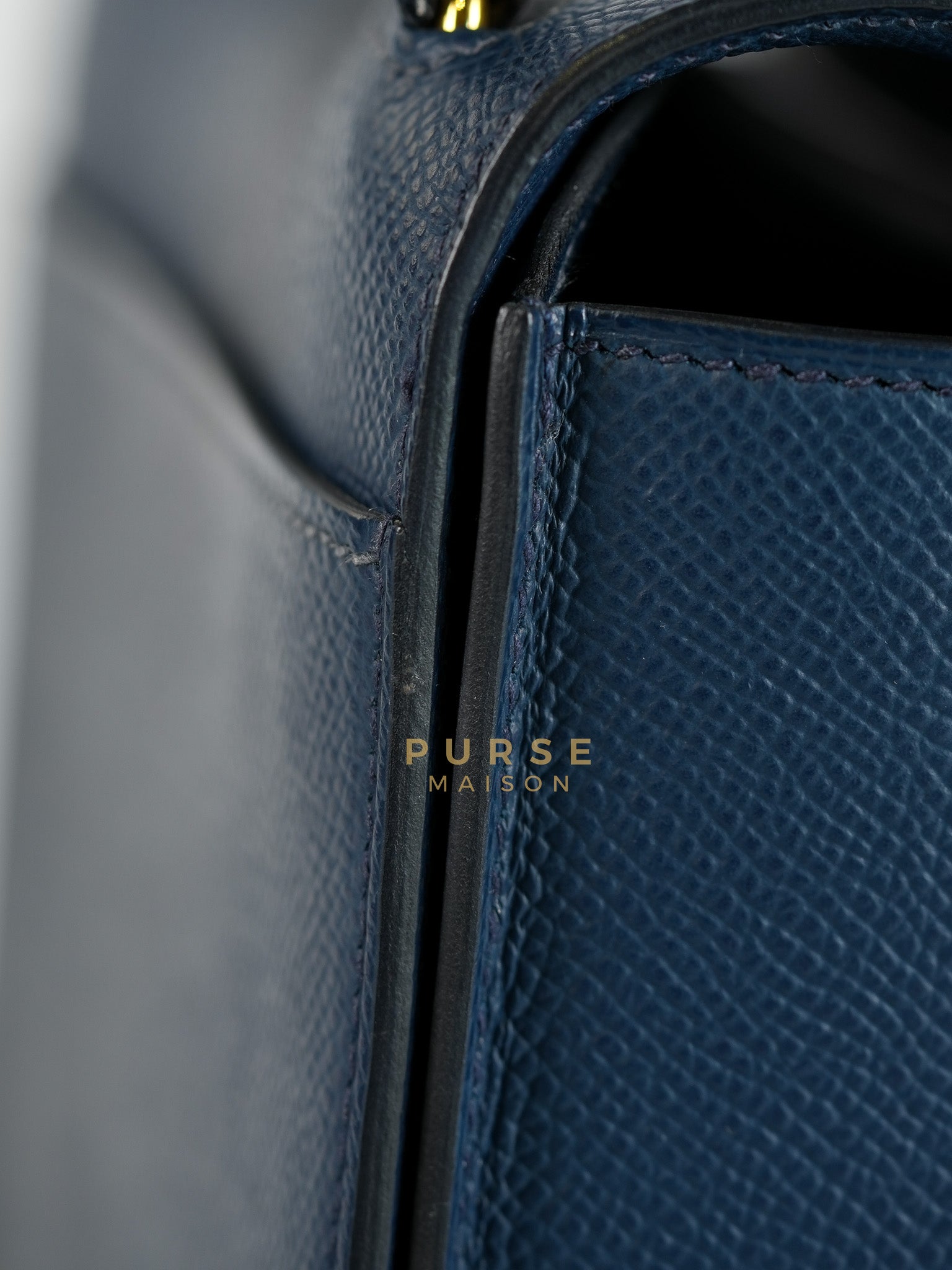 Della Cavalleria in Blue Epsom Leather & Gold Hardware Stamp B(2023) | Purse Maison Luxury Bags Shop