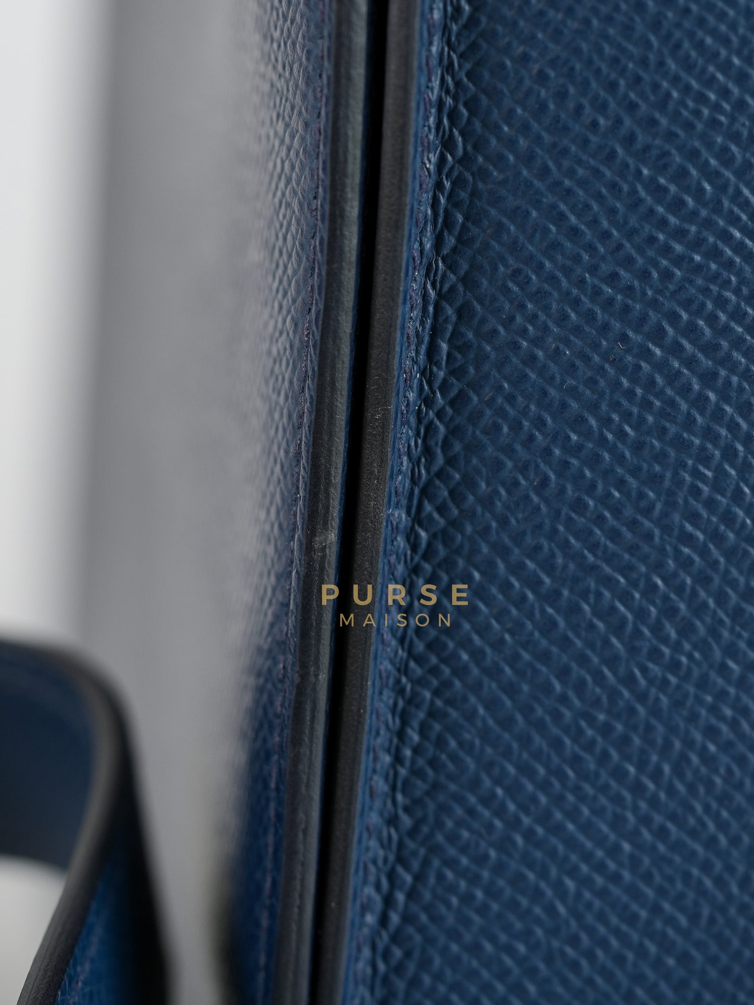 Della Cavalleria in Blue Epsom Leather & Gold Hardware Stamp B(2023) | Purse Maison Luxury Bags Shop