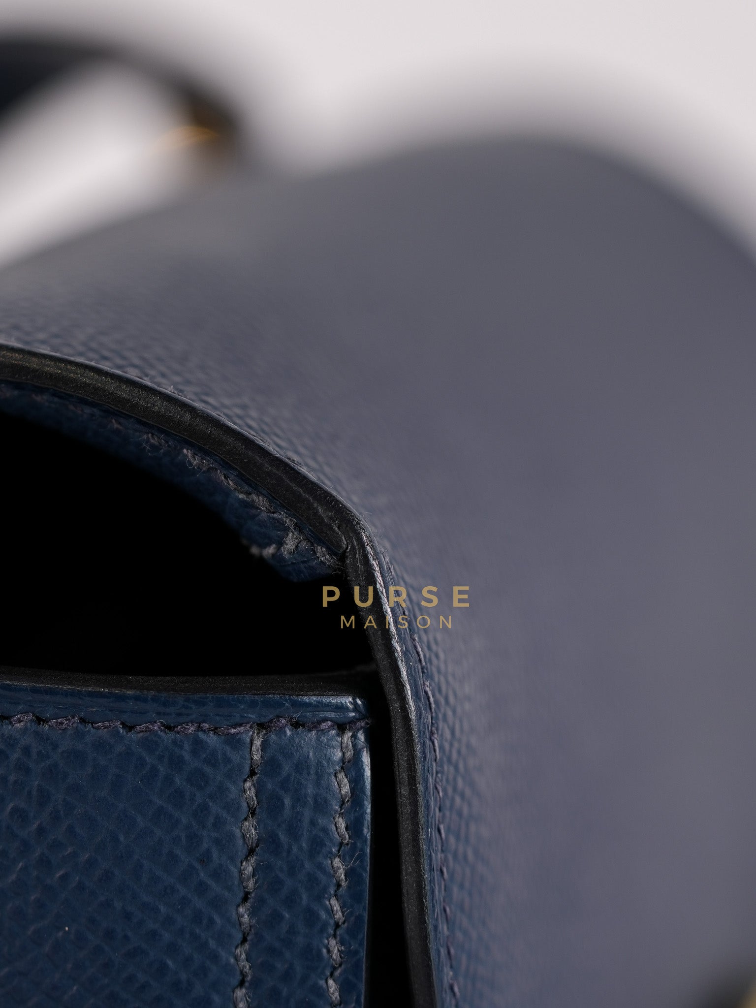 Della Cavalleria in Blue Epsom Leather & Gold Hardware Stamp B(2023) | Purse Maison Luxury Bags Shop