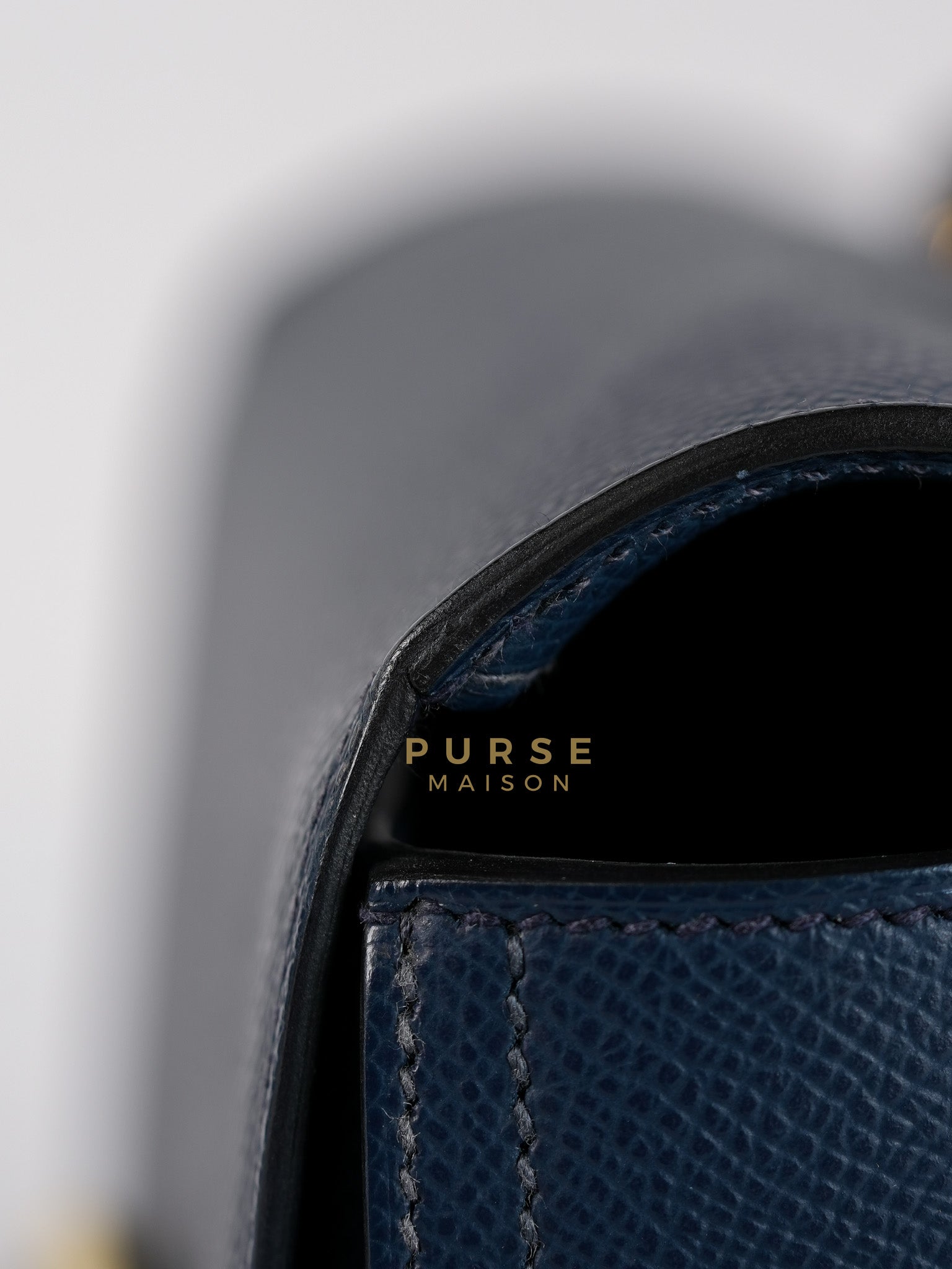 Della Cavalleria in Blue Epsom Leather & Gold Hardware Stamp B(2023) | Purse Maison Luxury Bags Shop