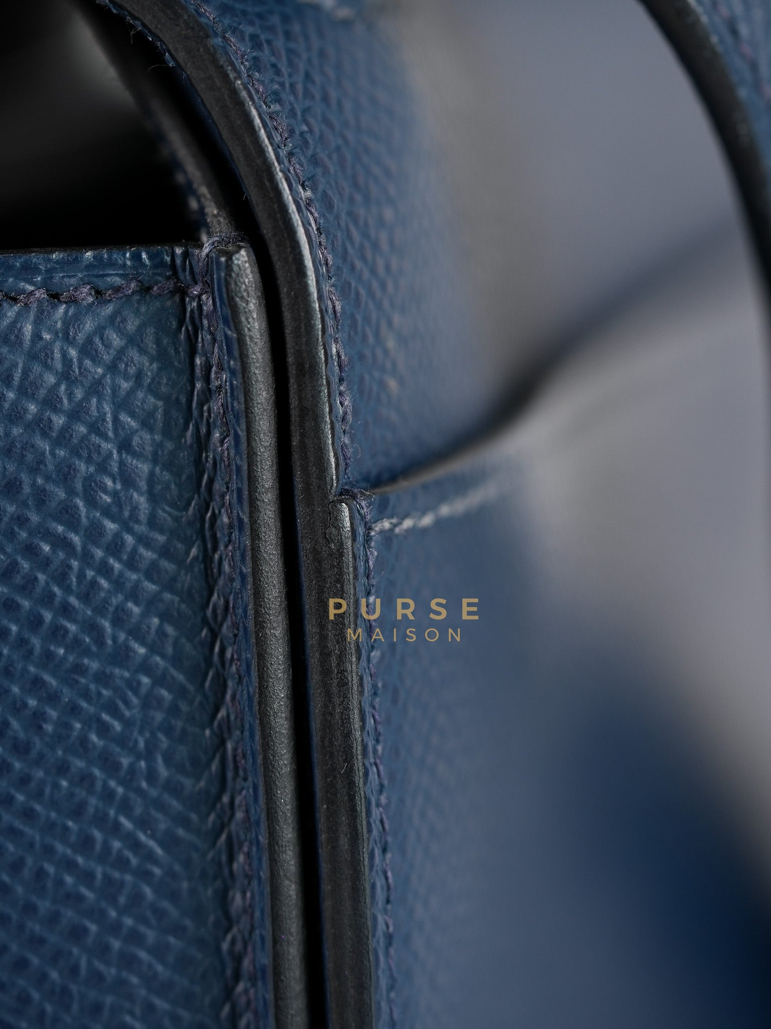 Della Cavalleria in Blue Epsom Leather & Gold Hardware Stamp B(2023) | Purse Maison Luxury Bags Shop