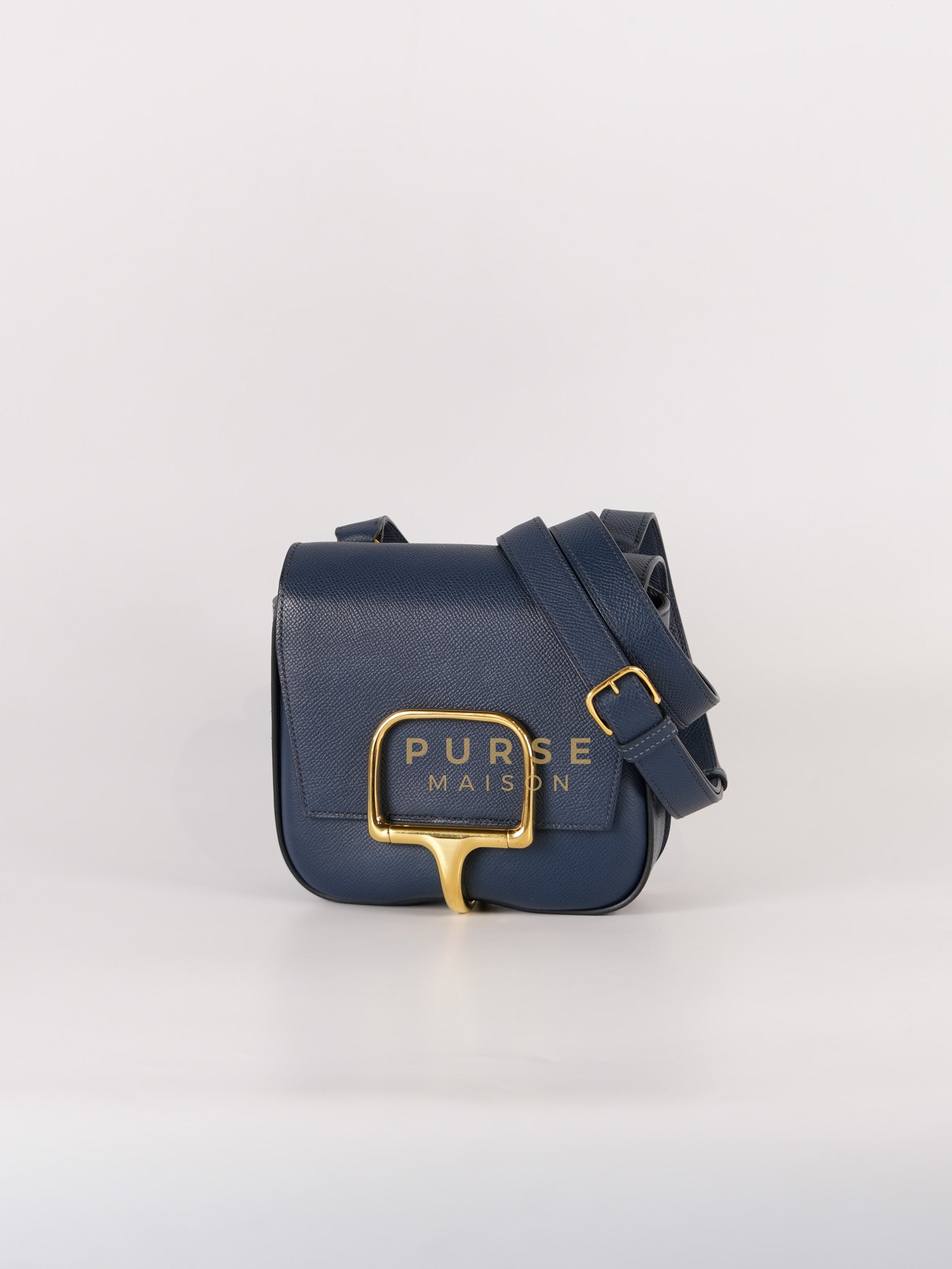 Della Cavalleria in Blue Epsom Leather & Gold Hardware Stamp B(2023) | Purse Maison Luxury Bags Shop