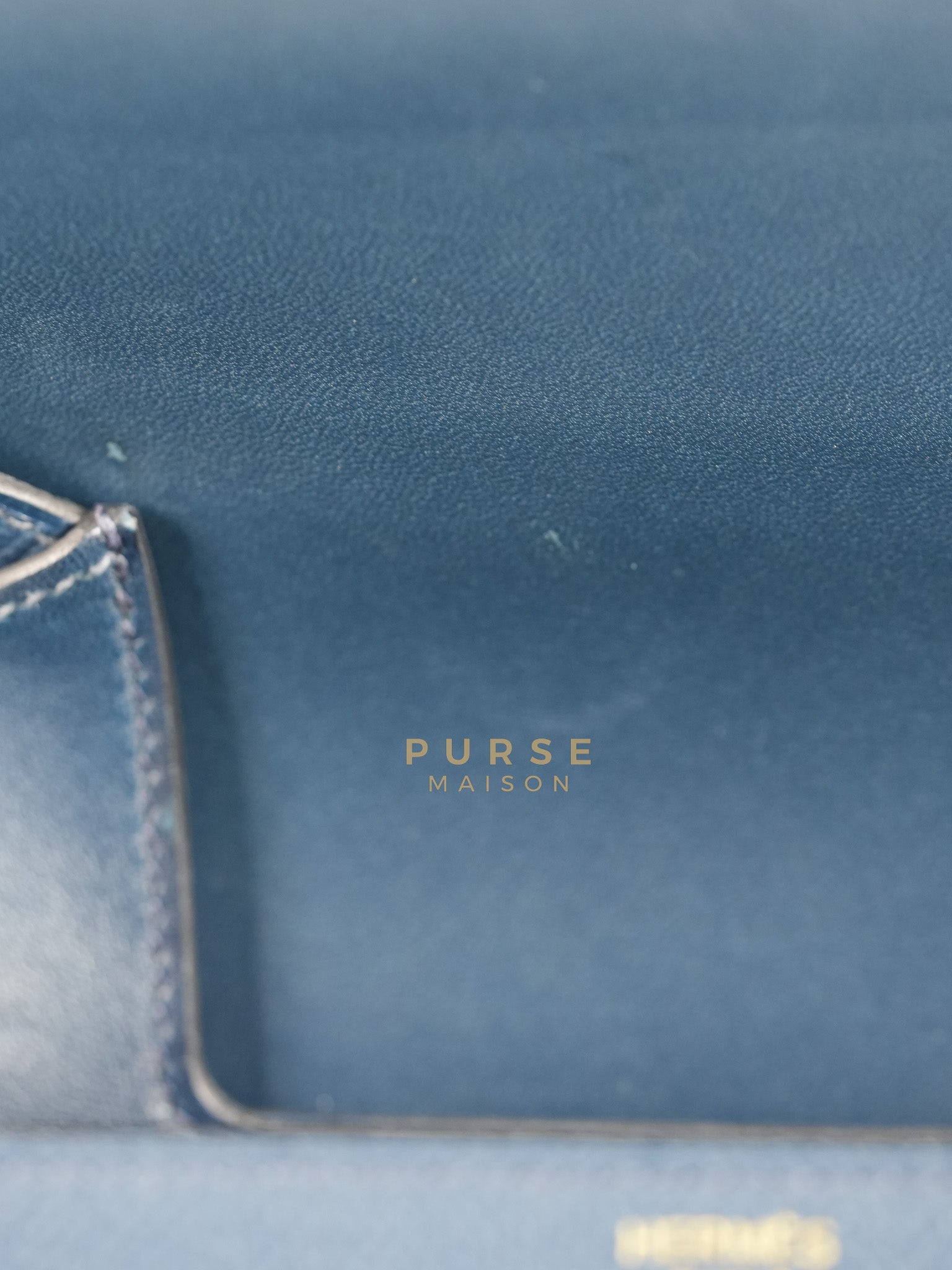 Della Cavalleria in Blue Epsom Leather & Gold Hardware Stamp B(2023) | Purse Maison Luxury Bags Shop