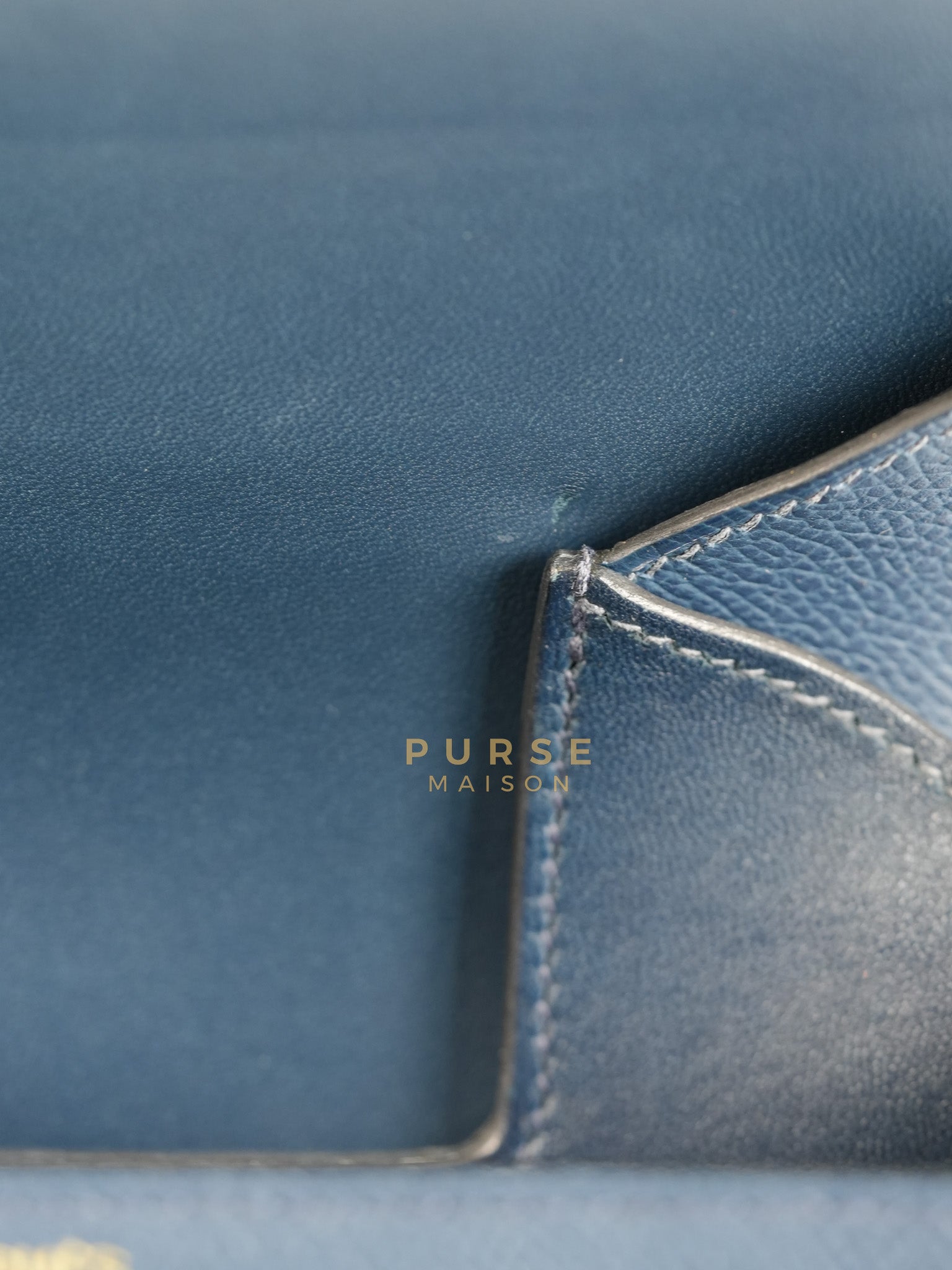 Della Cavalleria in Blue Epsom Leather & Gold Hardware Stamp B(2023) | Purse Maison Luxury Bags Shop