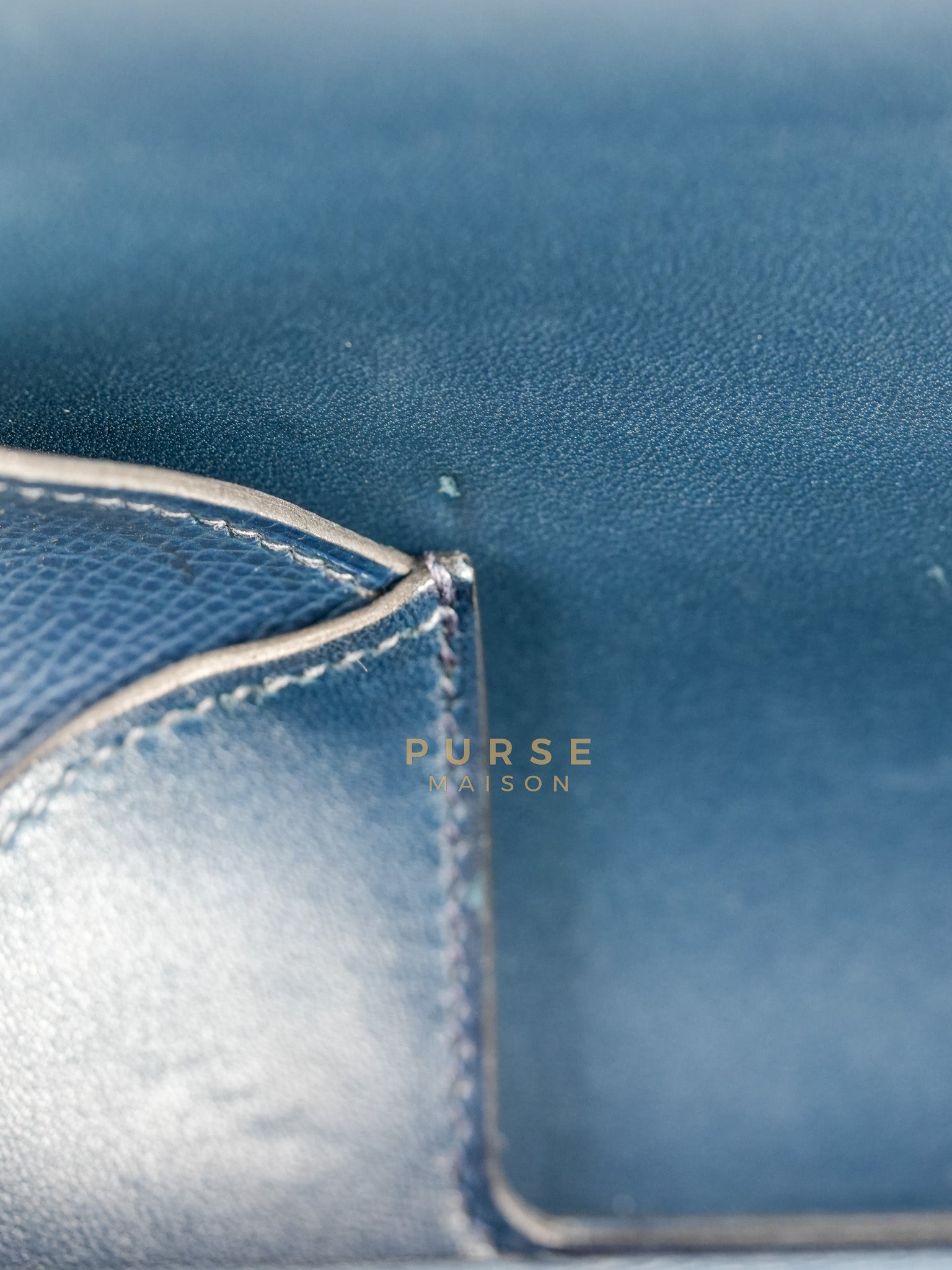 Della Cavalleria in Blue Epsom Leather & Gold Hardware Stamp B(2023) | Purse Maison Luxury Bags Shop