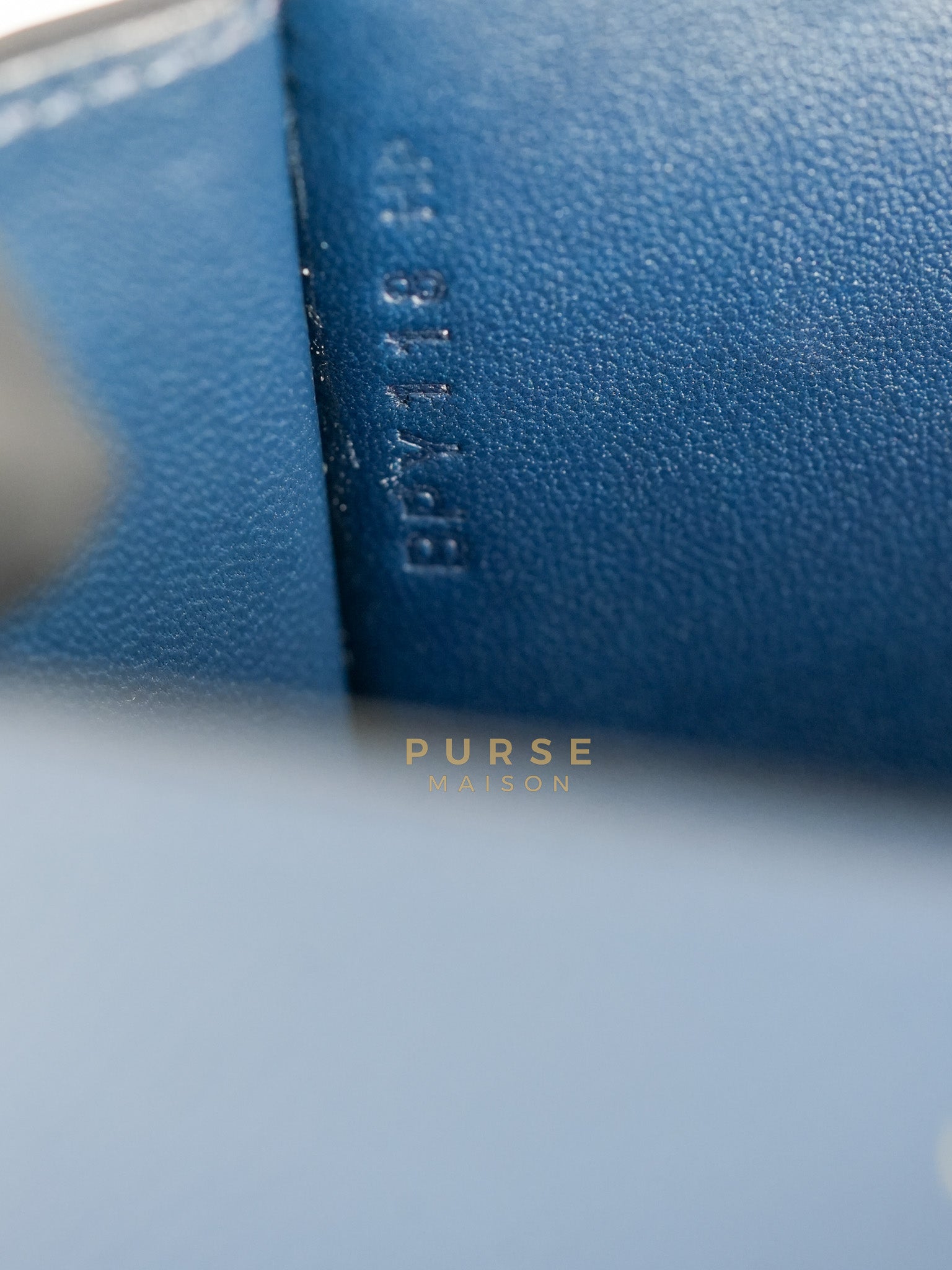 Della Cavalleria in Blue Epsom Leather & Gold Hardware Stamp B(2023) | Purse Maison Luxury Bags Shop