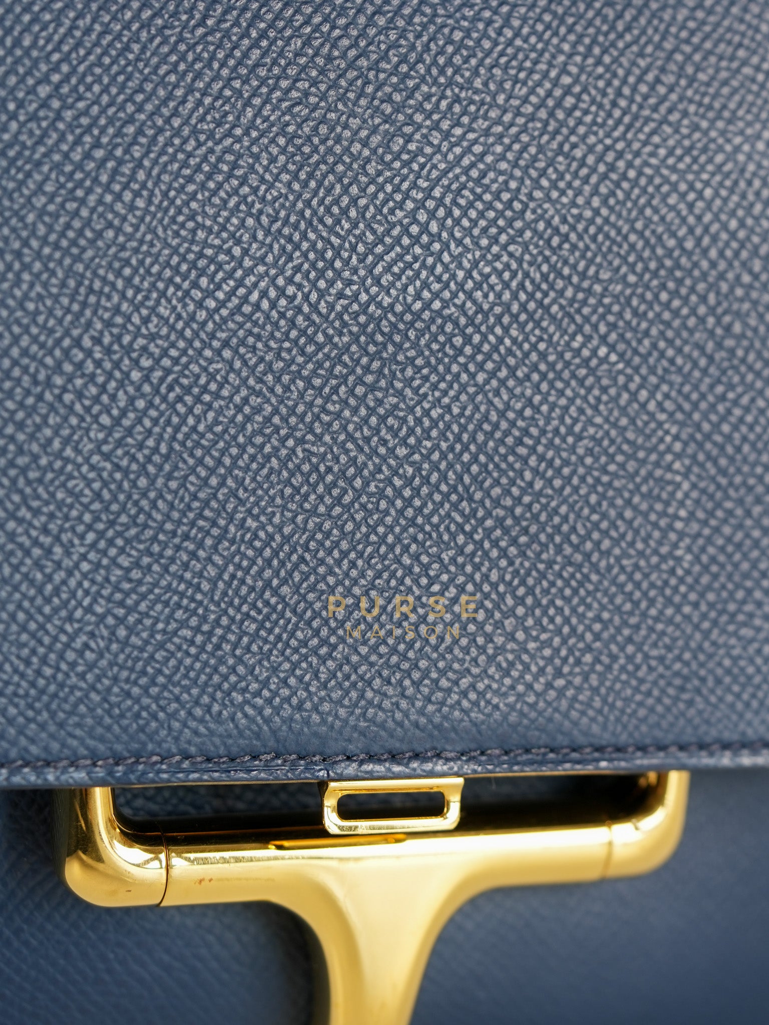 Della Cavalleria in Blue Epsom Leather & Gold Hardware Stamp B(2023) | Purse Maison Luxury Bags Shop