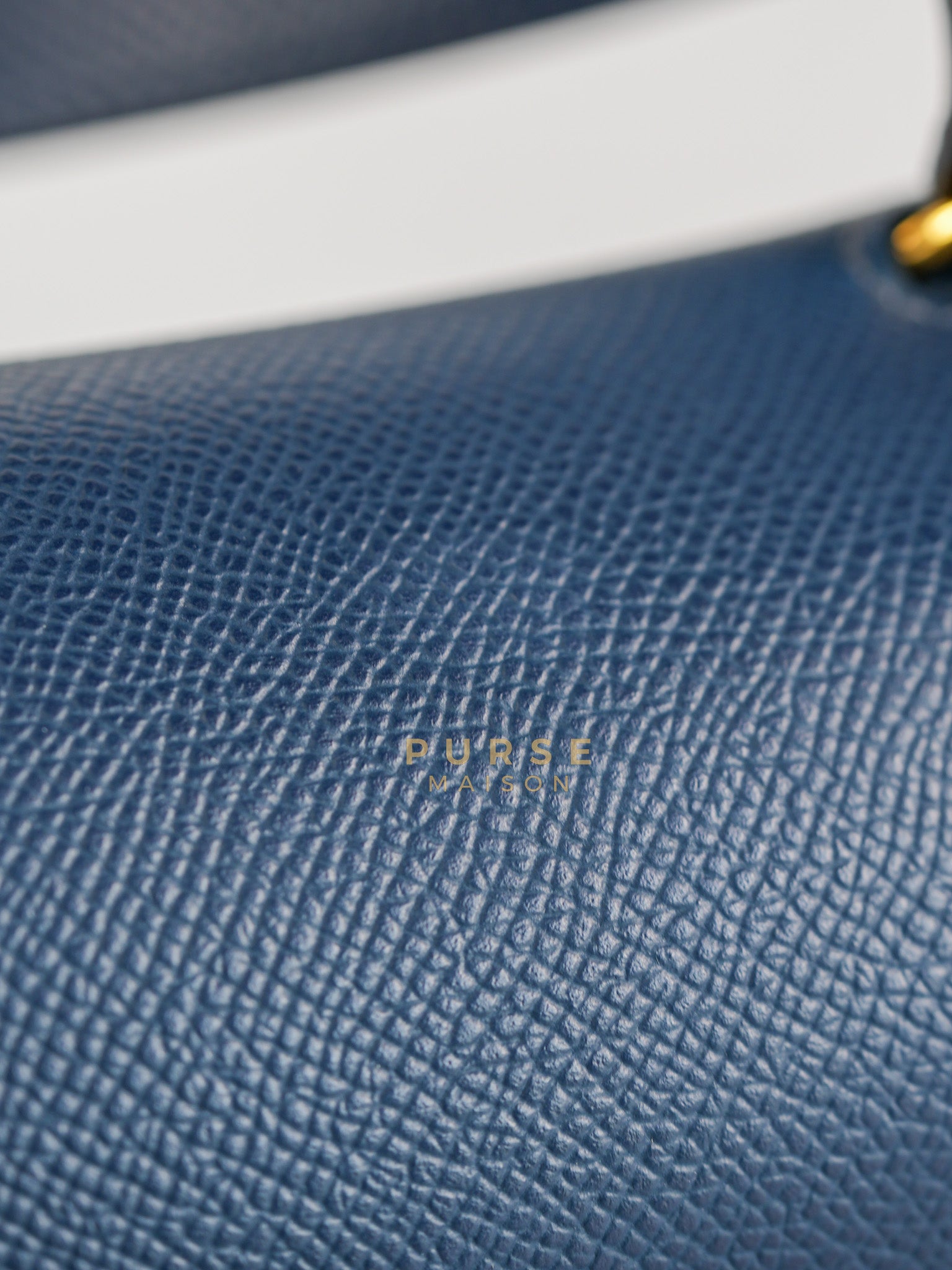 Della Cavalleria in Blue Epsom Leather & Gold Hardware Stamp B(2023) | Purse Maison Luxury Bags Shop