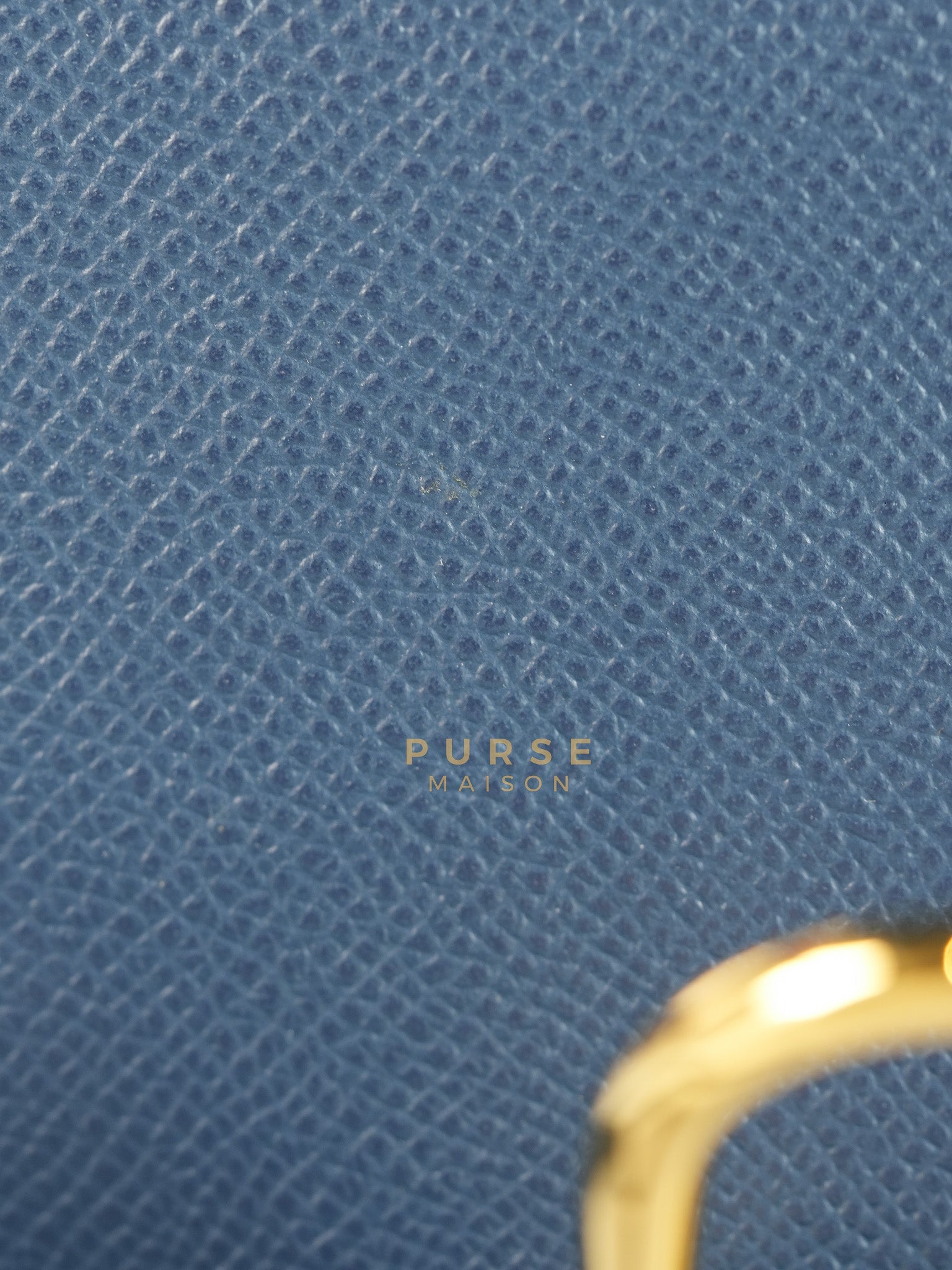 Della Cavalleria in Blue Epsom Leather & Gold Hardware Stamp B(2023) | Purse Maison Luxury Bags Shop