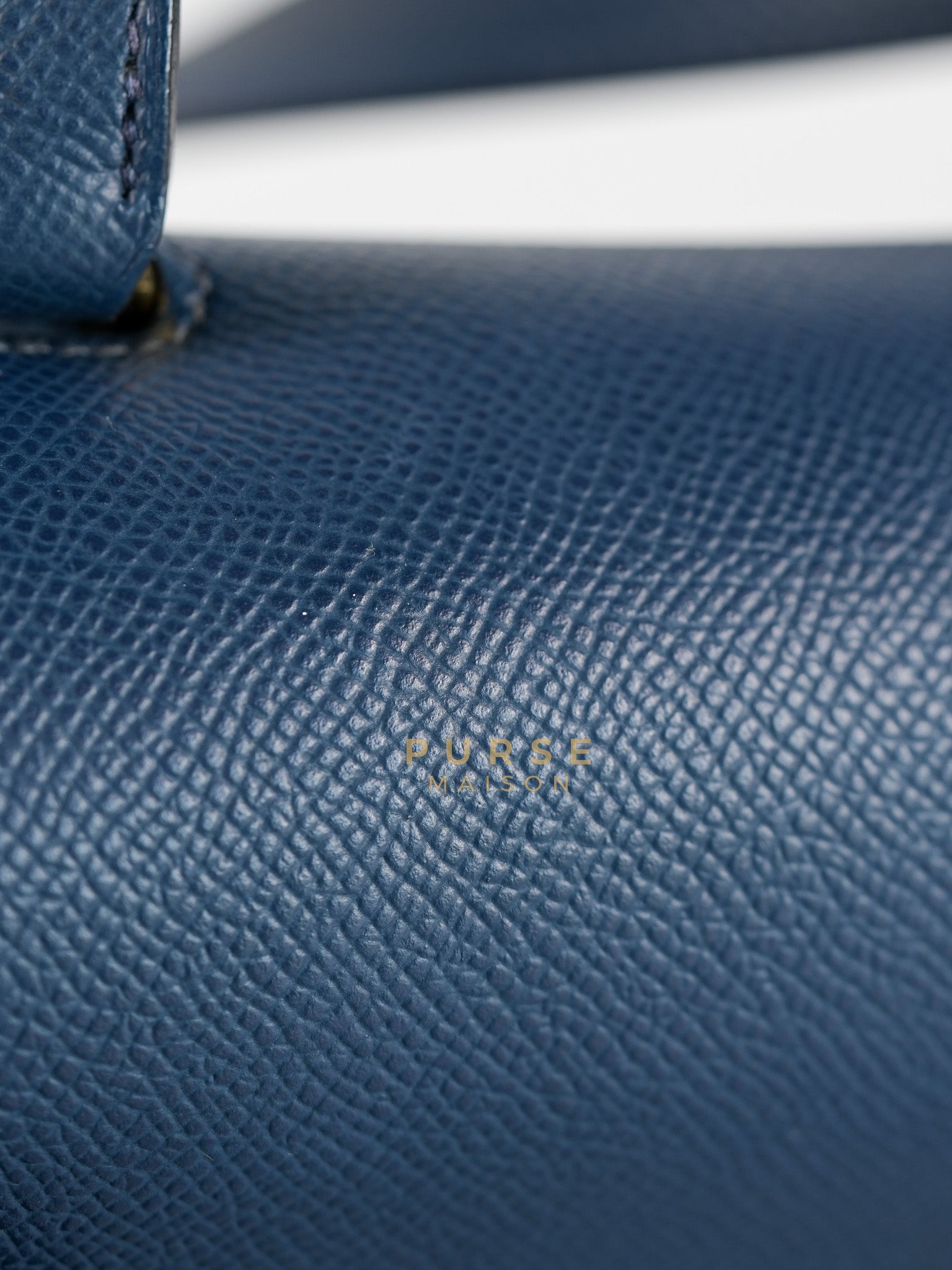Della Cavalleria in Blue Epsom Leather & Gold Hardware Stamp B(2023) | Purse Maison Luxury Bags Shop