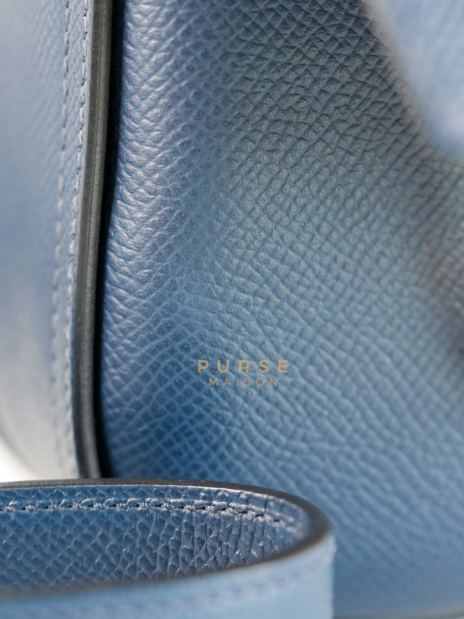 Della Cavalleria in Blue Epsom Leather & Gold Hardware Stamp B(2023) | Purse Maison Luxury Bags Shop