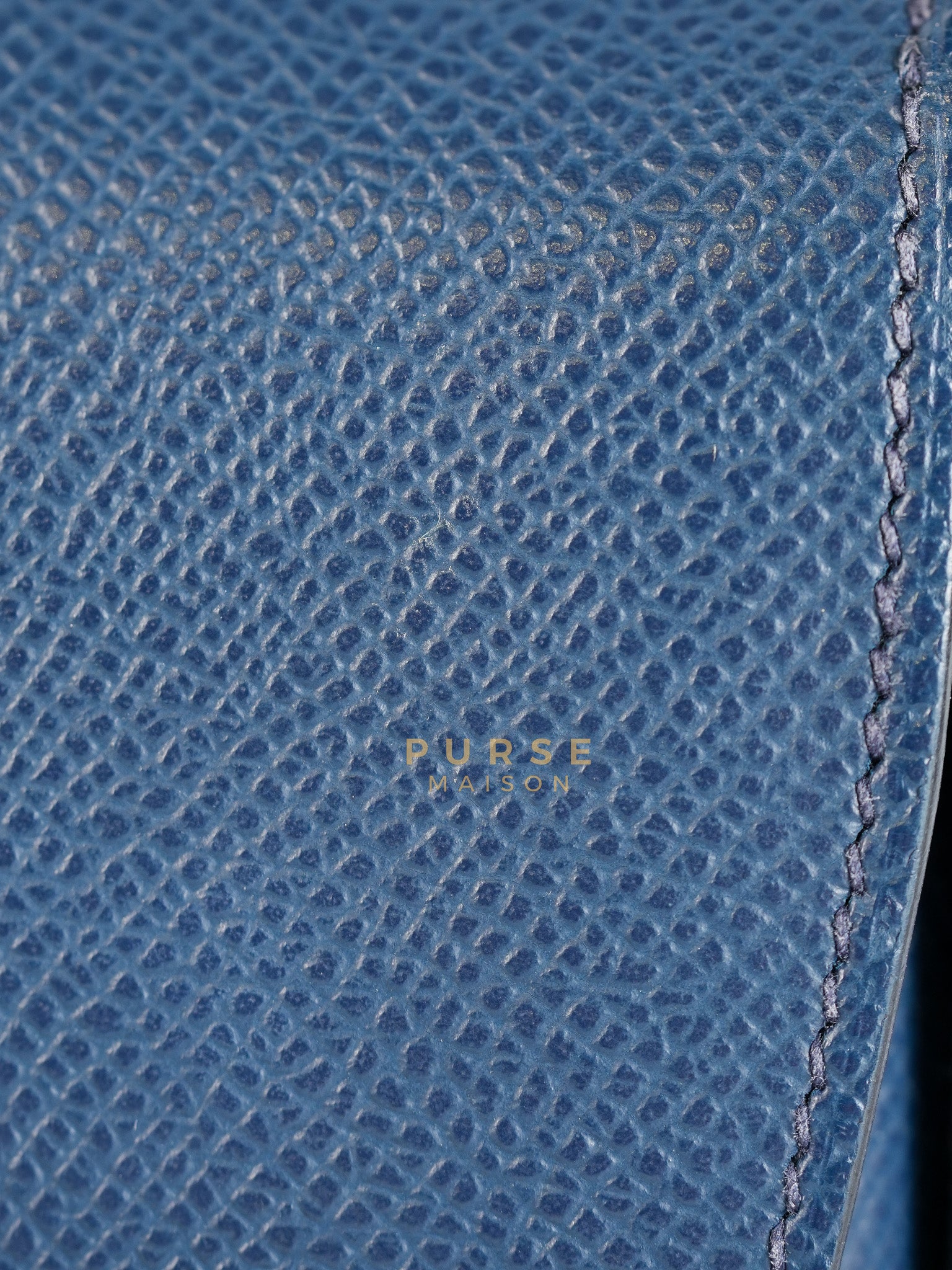 Della Cavalleria in Blue Epsom Leather & Gold Hardware Stamp B(2023) | Purse Maison Luxury Bags Shop
