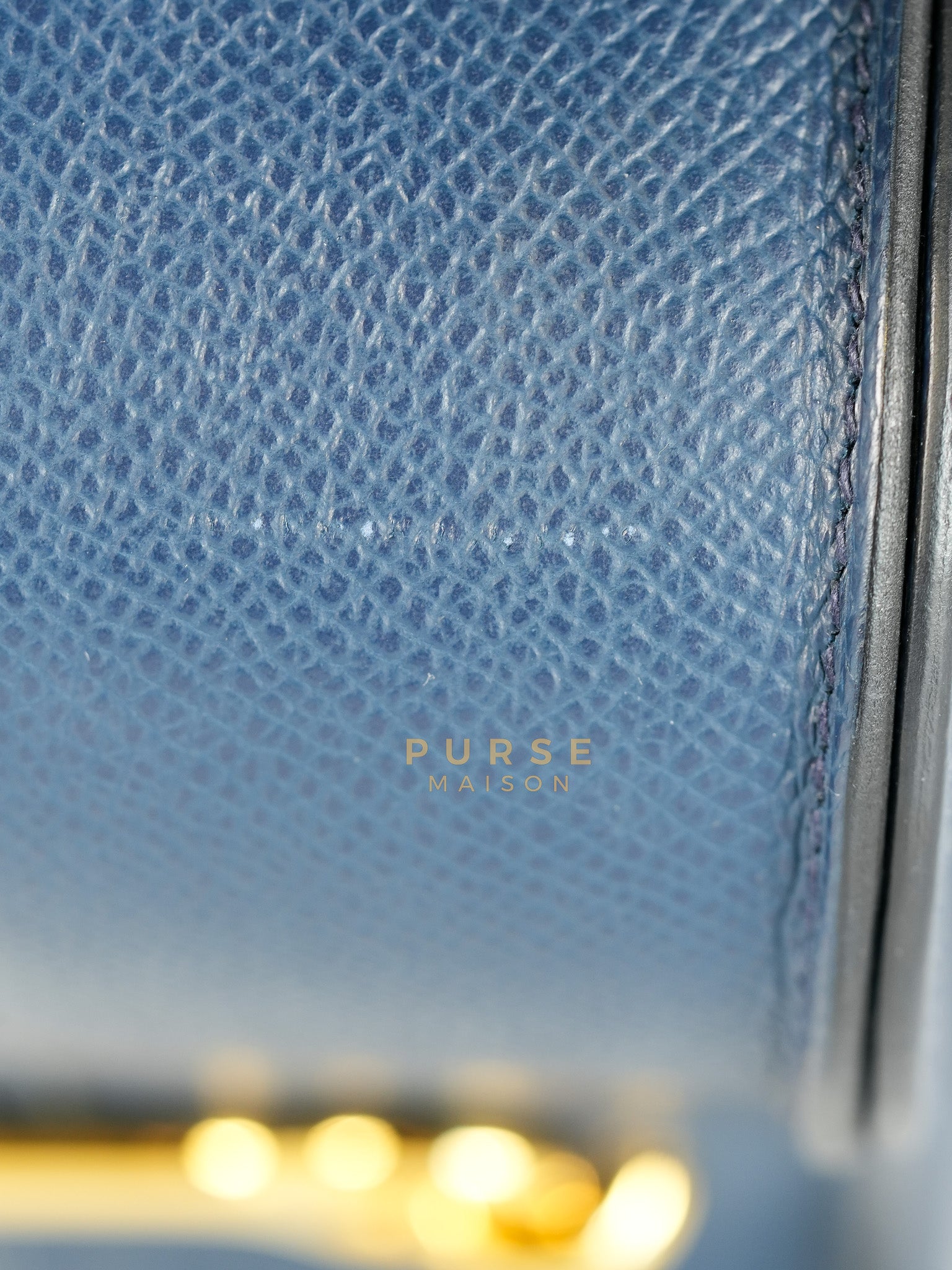 Della Cavalleria in Blue Epsom Leather & Gold Hardware Stamp B(2023) | Purse Maison Luxury Bags Shop