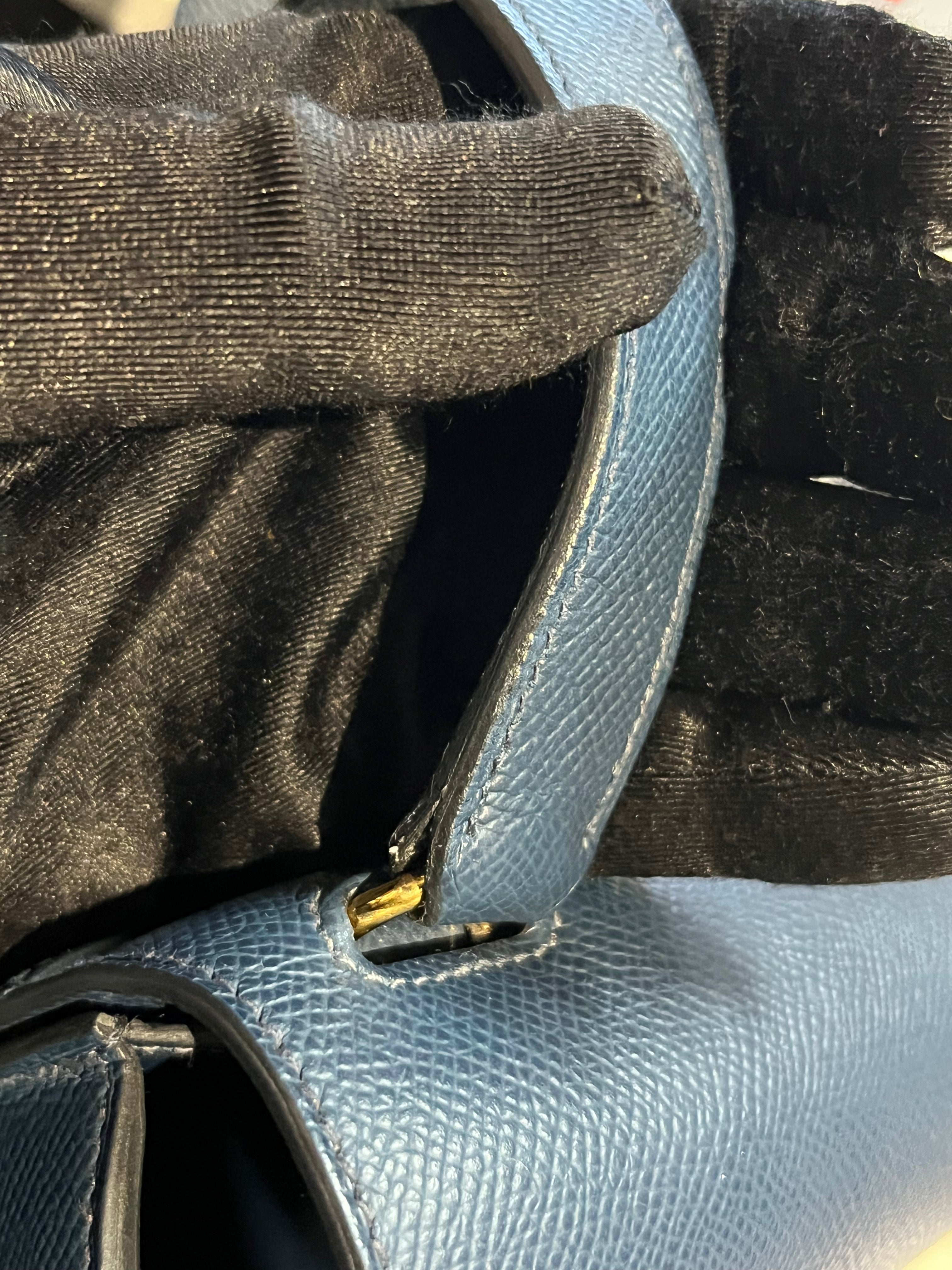 Della Cavalleria in Blue Epsom Leather & Gold Hardware Stamp B(2023) | Purse Maison Luxury Bags Shop