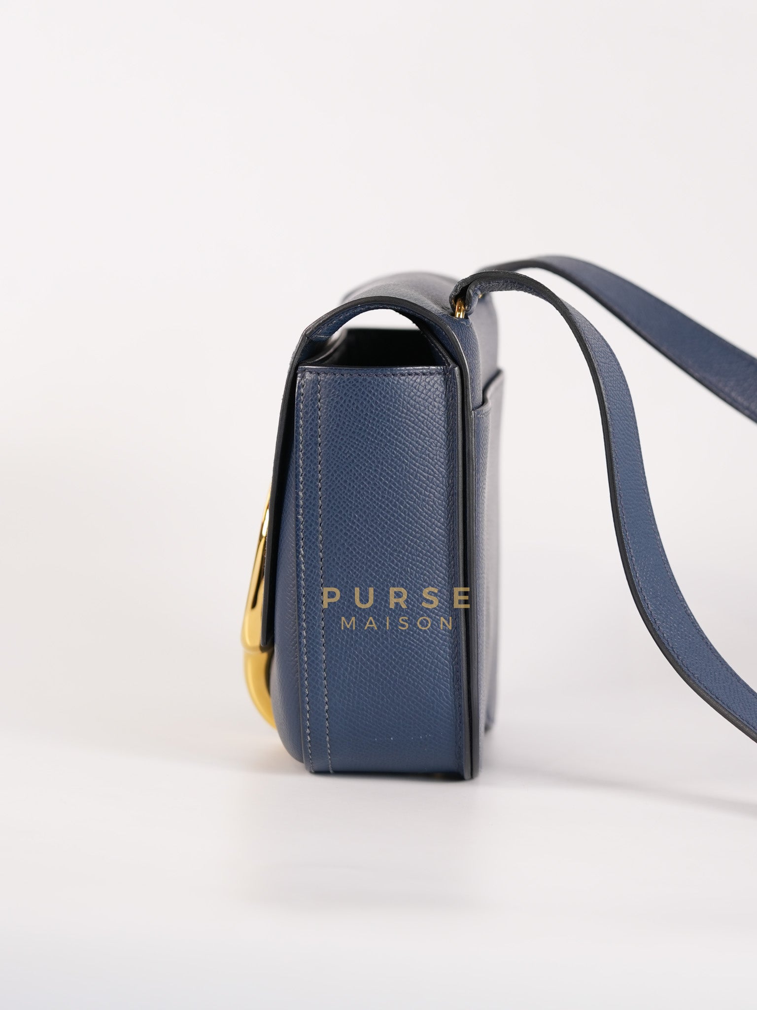 Della Cavalleria in Blue Epsom Leather & Gold Hardware Stamp B(2023) | Purse Maison Luxury Bags Shop