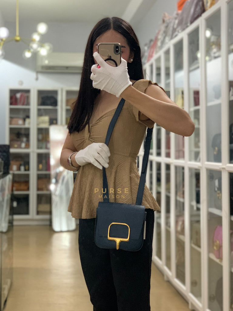 Della Cavalleria in Blue Epsom Leather & Gold Hardware Stamp B(2023) | Purse Maison Luxury Bags Shop