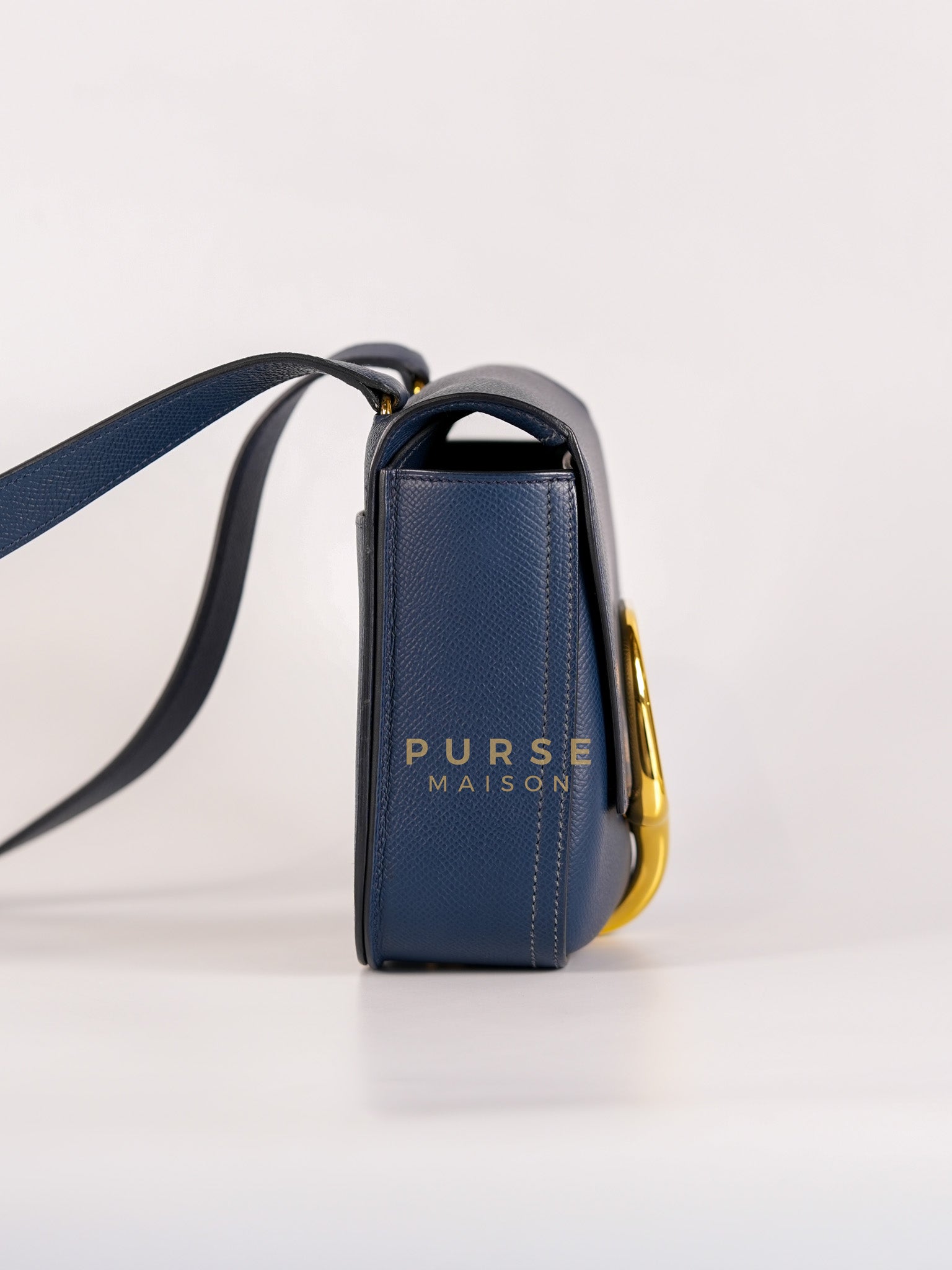 Della Cavalleria in Blue Epsom Leather & Gold Hardware Stamp B(2023) | Purse Maison Luxury Bags Shop