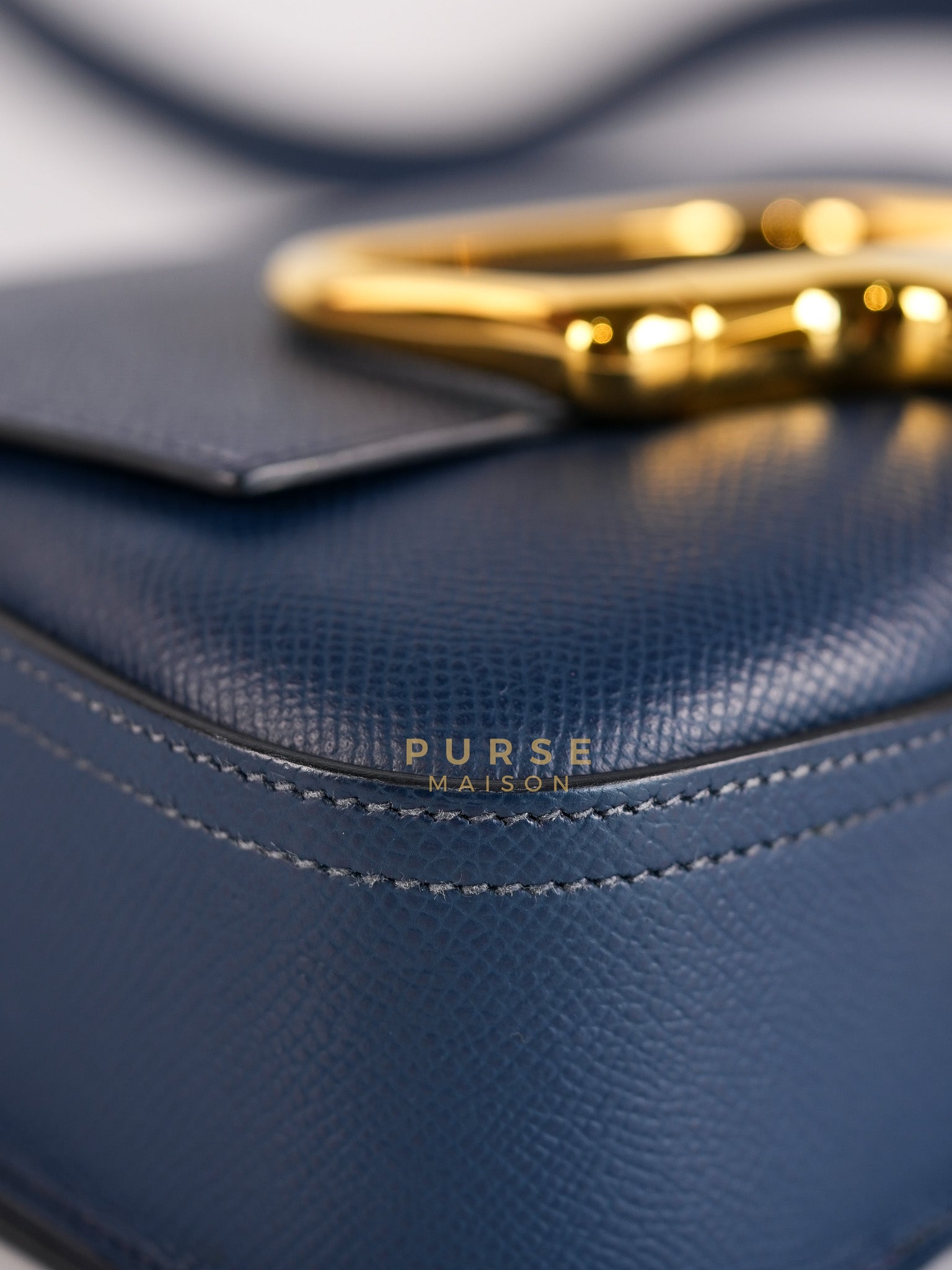 Della Cavalleria in Blue Epsom Leather & Gold Hardware Stamp B(2023) | Purse Maison Luxury Bags Shop