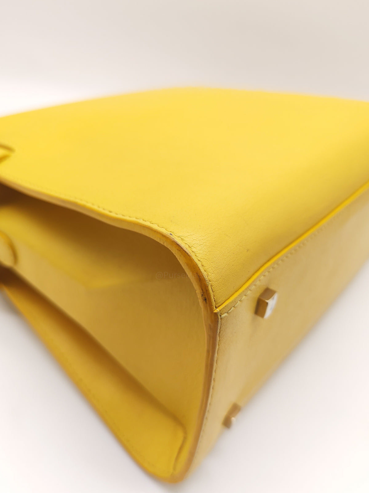 Delvaux Tempete Handbag in Yellow Crisp Calf Leather and Gold Hardware | Purse Maison Luxury Bags Shop