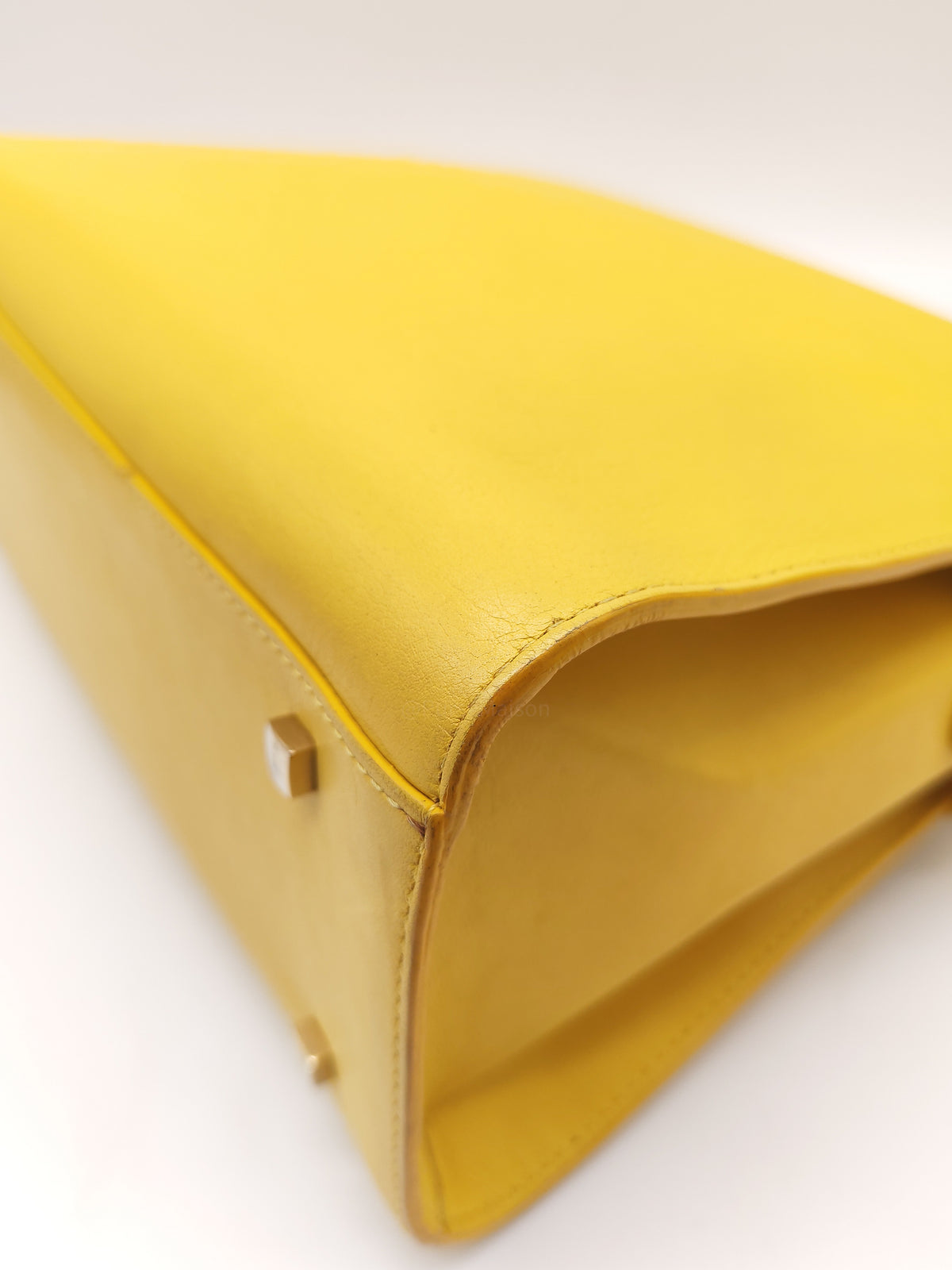 Delvaux Tempete Handbag in Yellow Crisp Calf Leather and Gold Hardware | Purse Maison Luxury Bags Shop